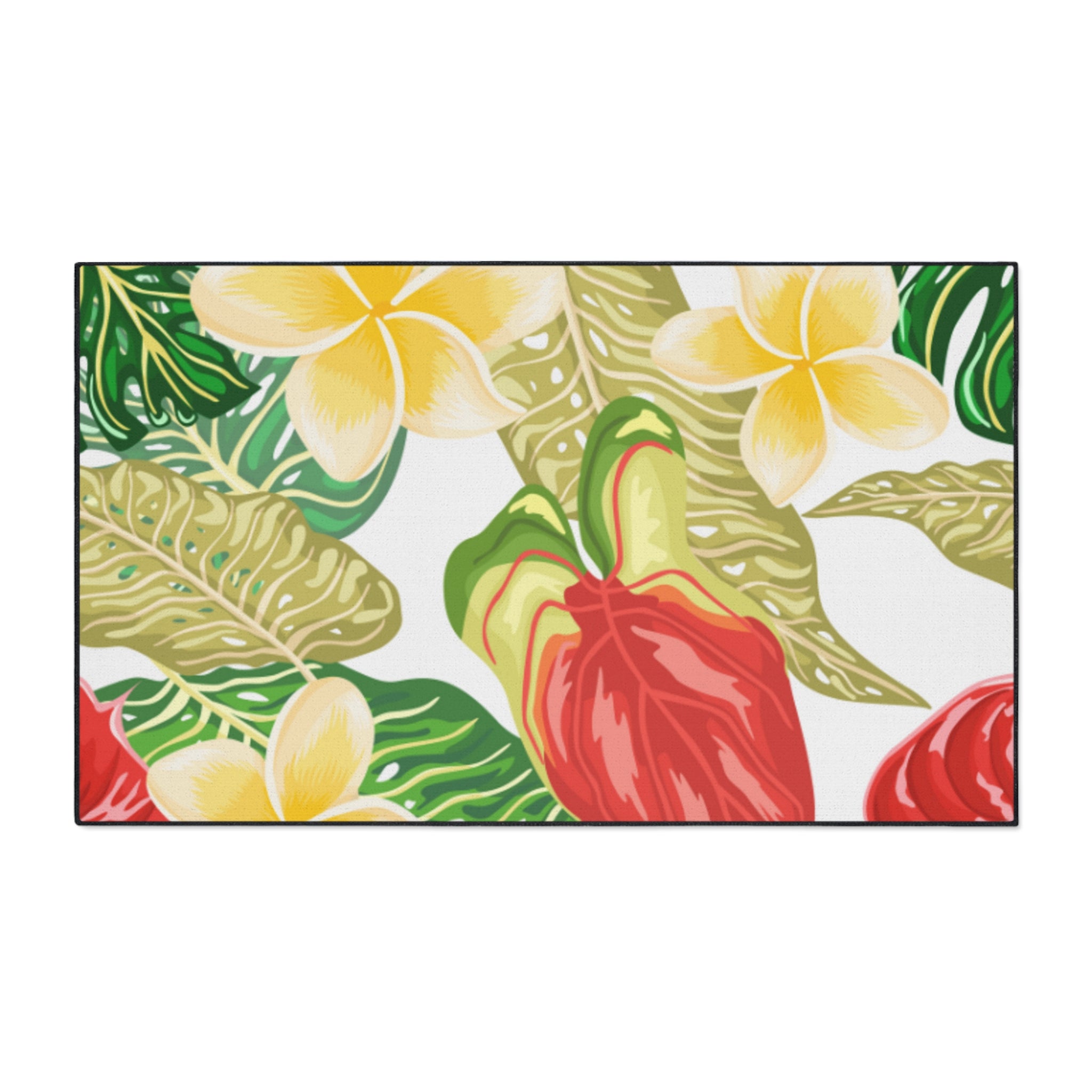 Hawaiian Tropical plumeria Floor Mat - Heavy Duty, Kitchen Rug Home Decor, Indoor Rug, Garden Entry Mat, Floral Doormat