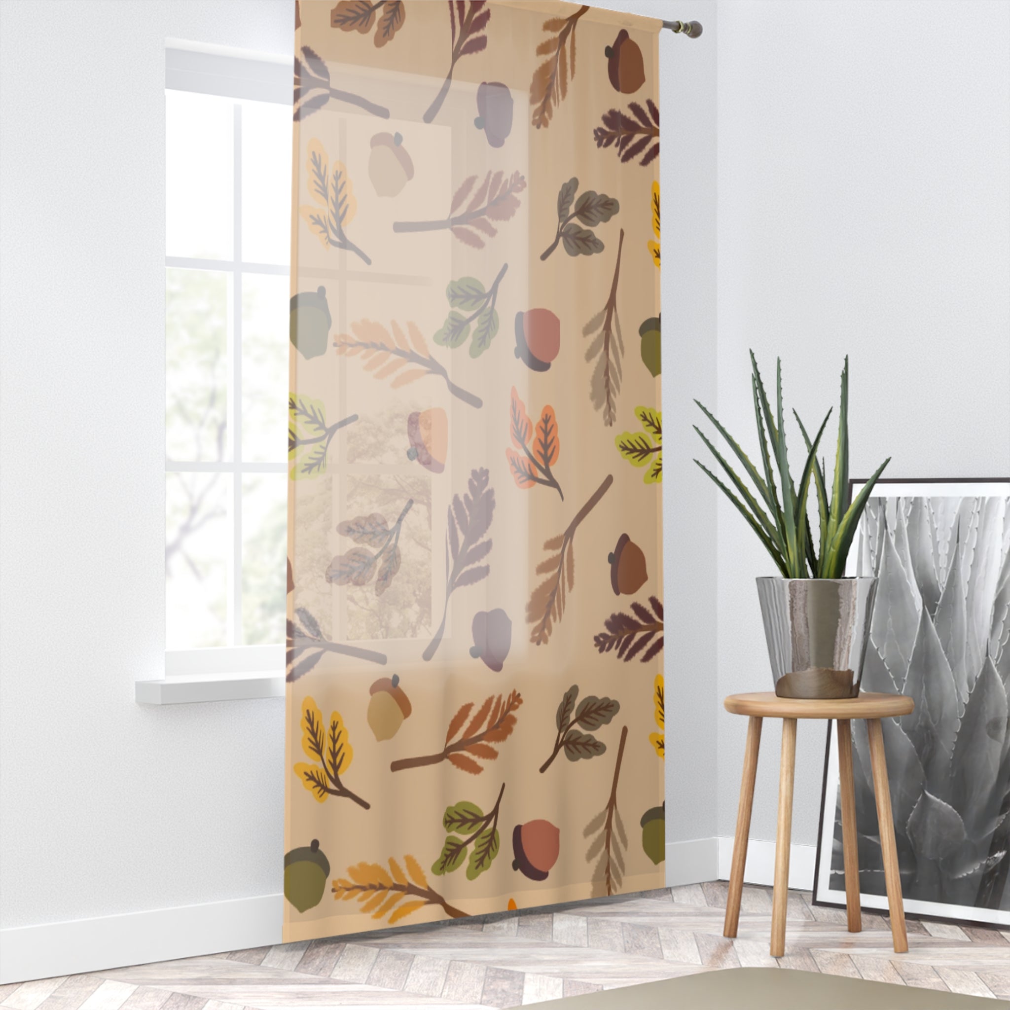 Autumn Leaves Window Curtain - Cozy Home Decor, Fall Aesthetic, Living Room, Bedroom, Seasonal Decor, Nature-Inspired