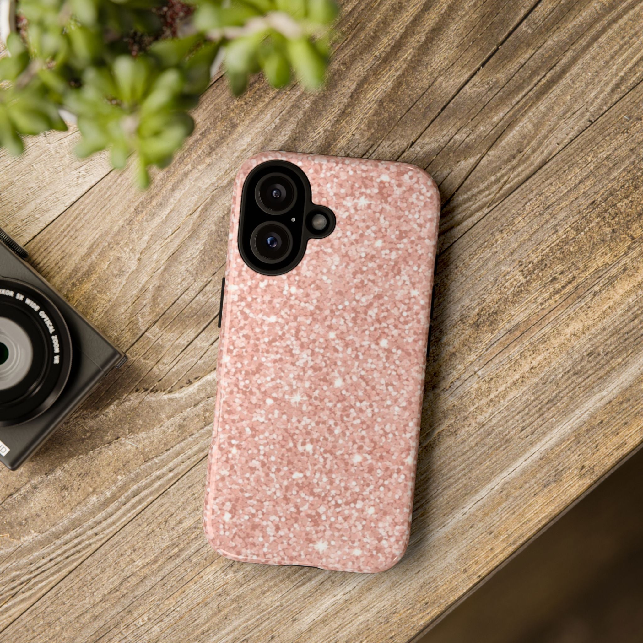 Rose Gold Glitter Phone Case, Tough Cases, Fashion Accessories, Unique Gifts, Birthday Present, Trendy Tech