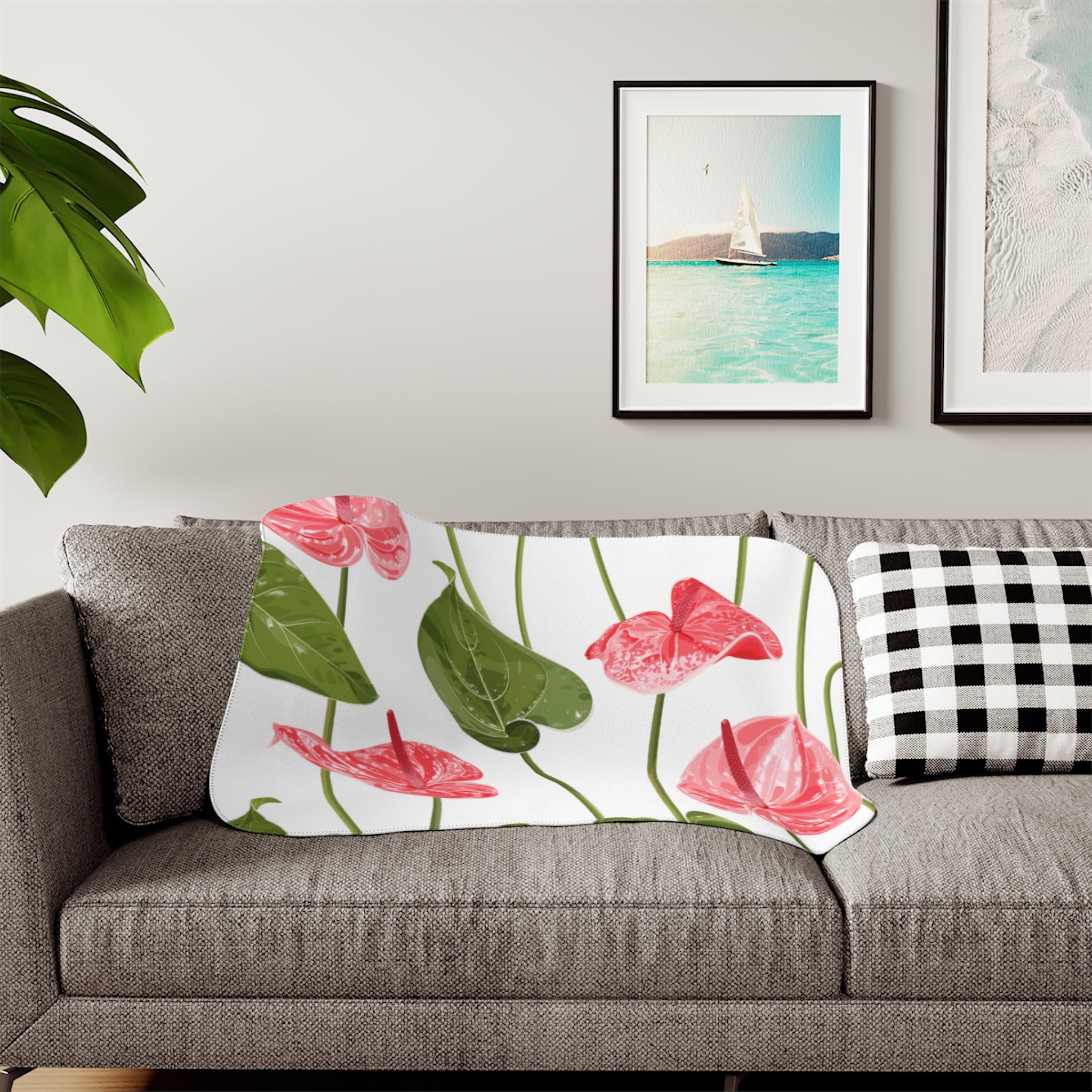 Floral Sherpa Blanket, Cozy Throw for Home, Perfect for Gifting, Floral Home Decor, Ideal for Winter, Living Room Accessory