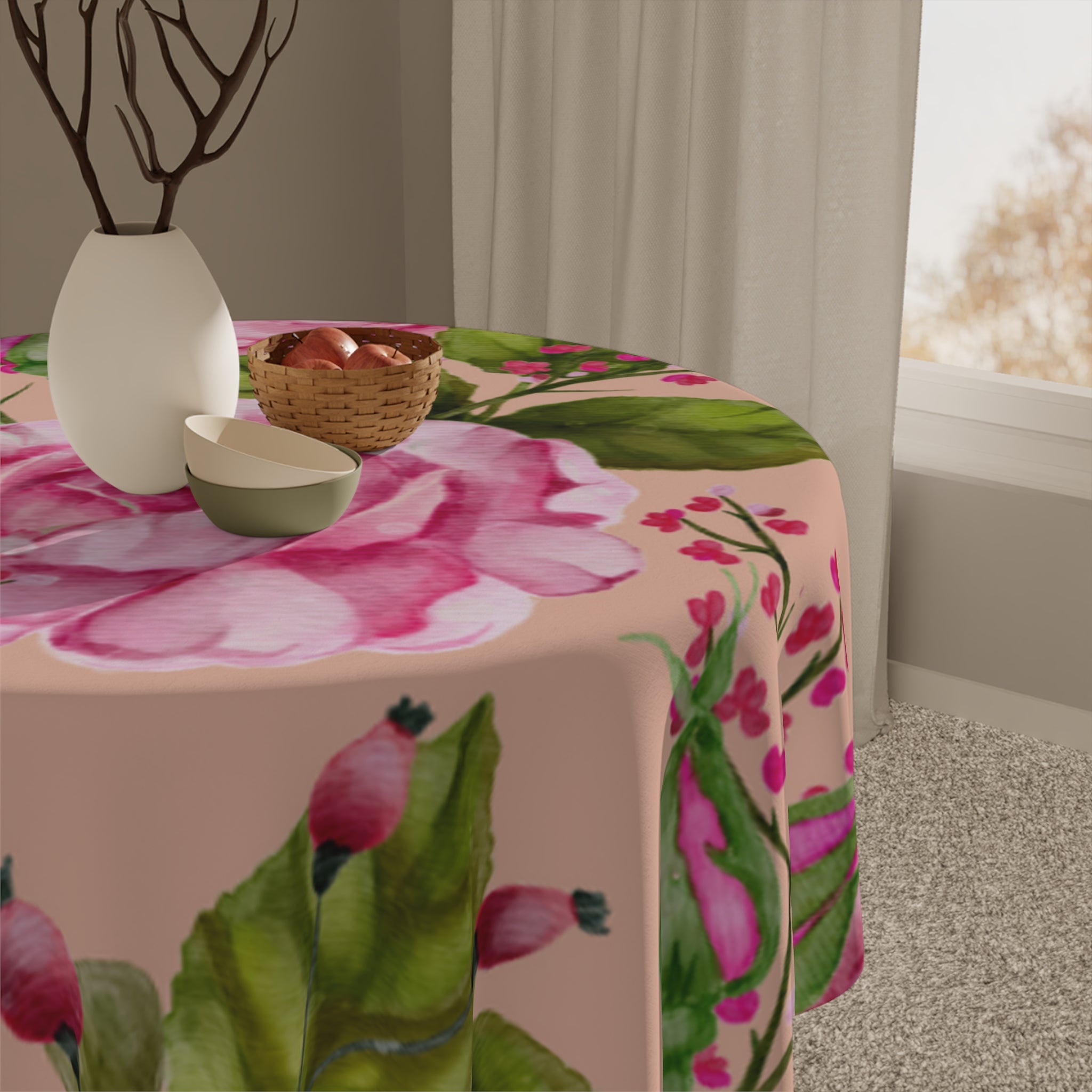Rose Floral Tablecloth - Elegant Dining Decor, Wedding Table Cover, Spring Table Setting, Mother's Day Gift, Home Decor