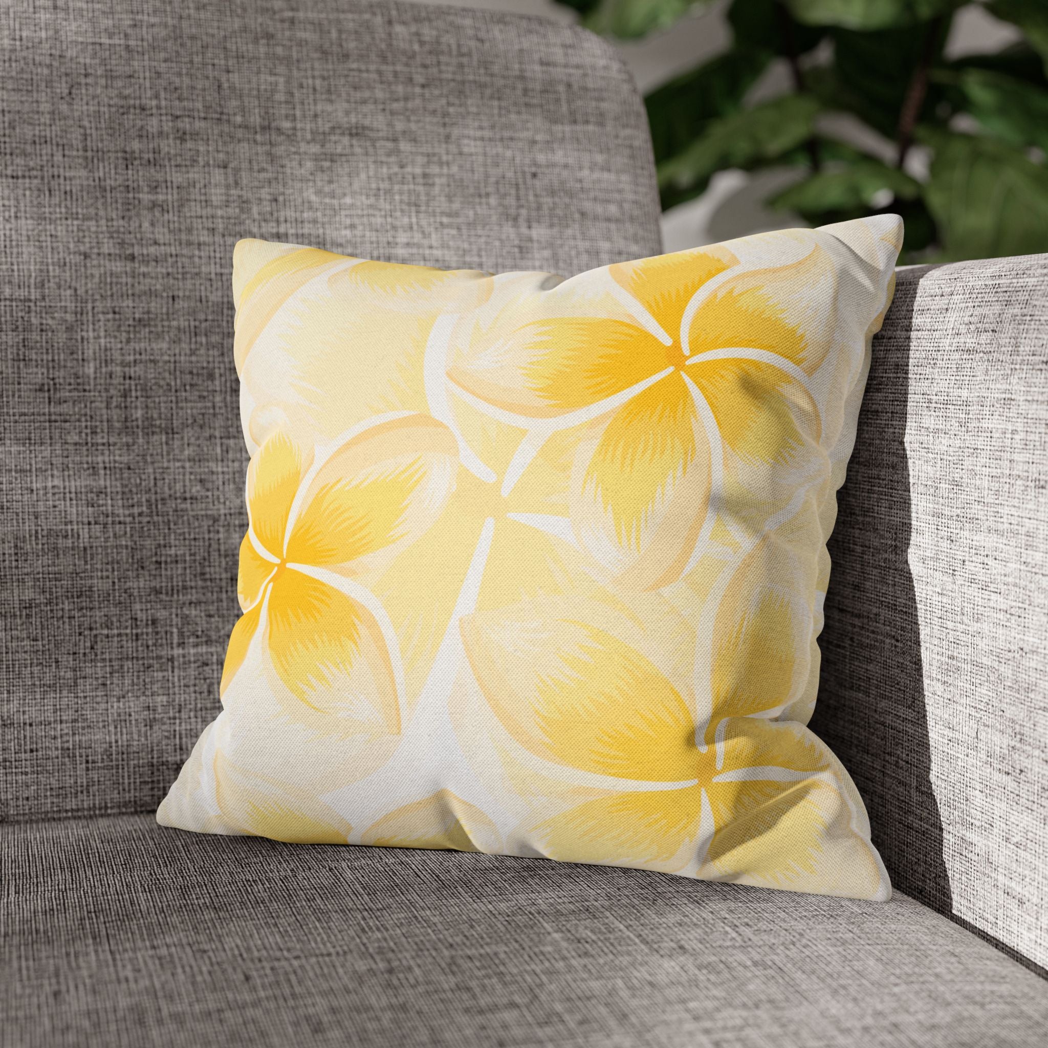 Sunny Floral Pillowcase for Home Decor, Bright Tropical Vibe, Decorative Throw Pillow Case, Gifts for Housewarming, Summer Decor
