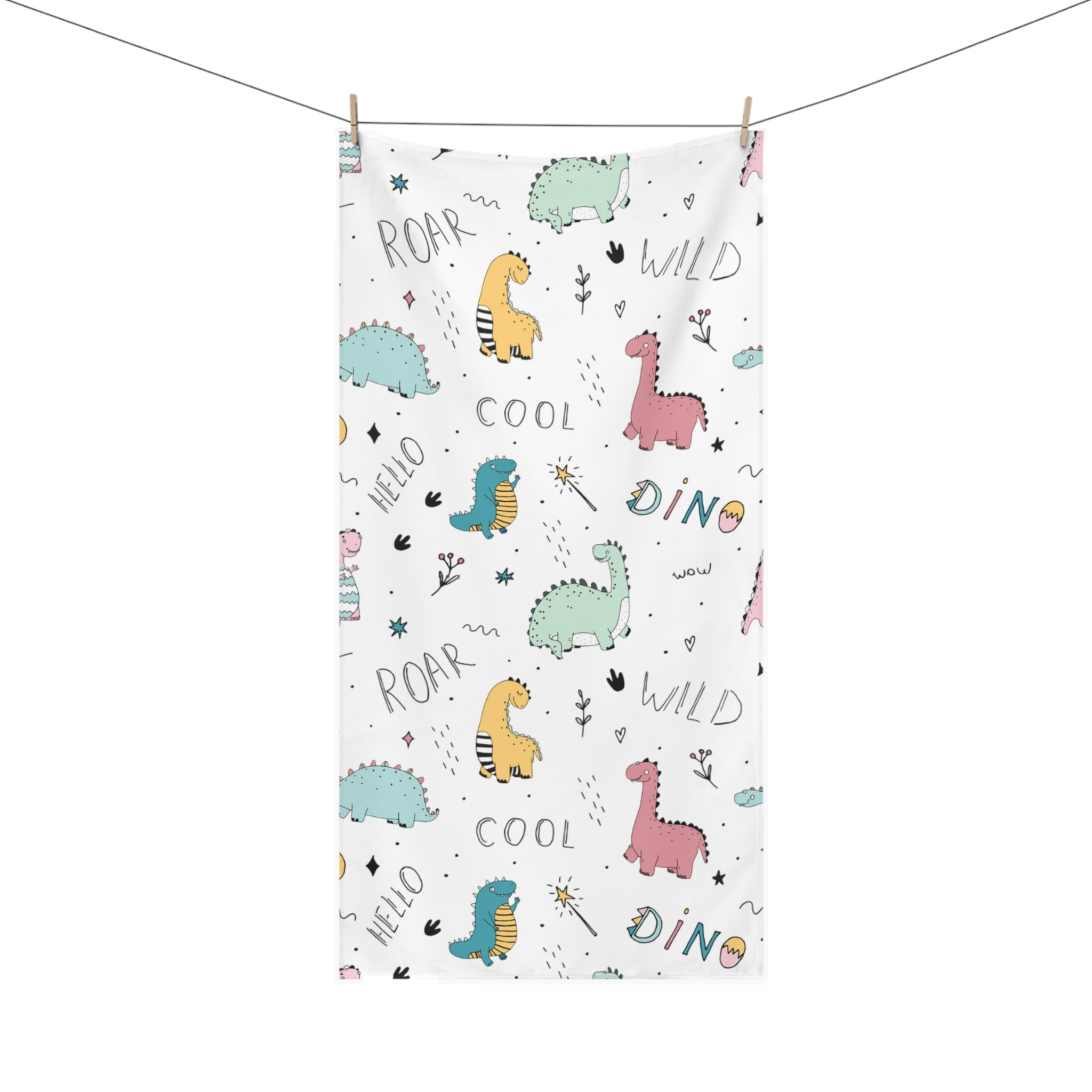 Dinosaur Print Mink-Cotton Towel - Kids Bath Towel, Cute Bath Towel, Kids Beach Towel, Fun Towel for Baby Showers, Dinosaur Themed Gift