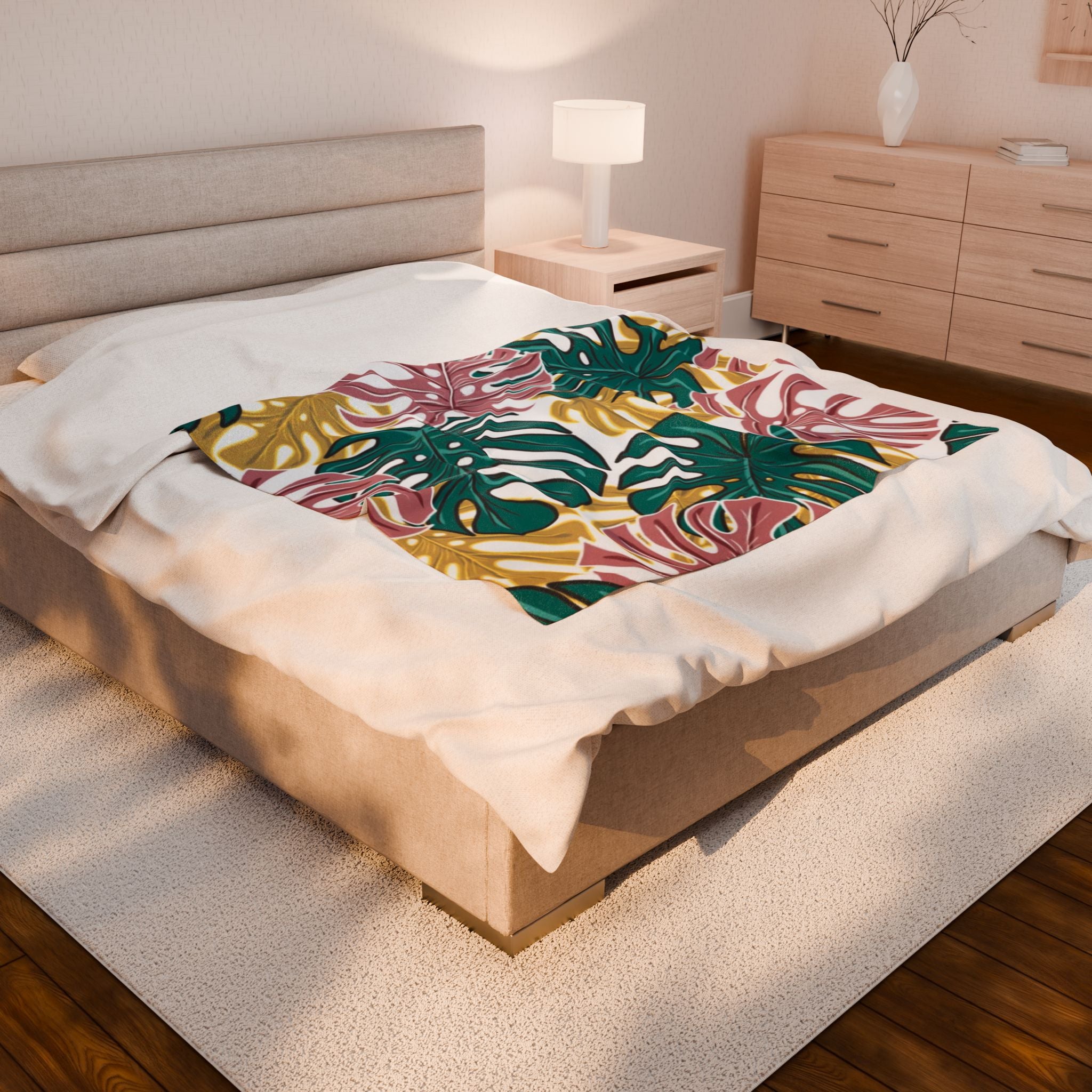 Tropical Velveteen Plush Blanket | Soft & Cozy Throw for Relaxation, Home Decor, Gift, Tropical Vibe, Indoor Comfort, Every Season
