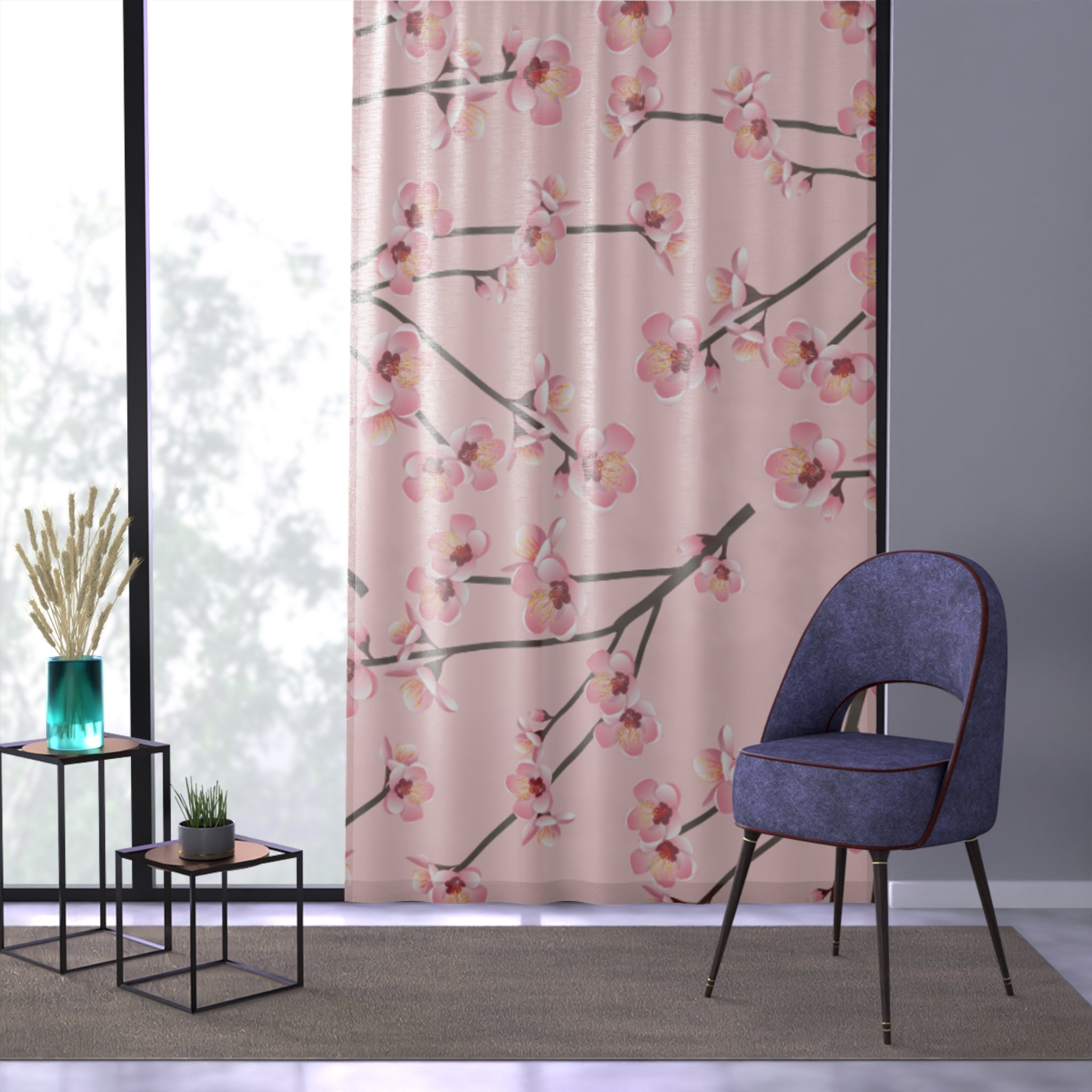 Blossom Window Curtain | Soft Floral Sheer Drapes for Living Room, Bedroom, Spring Decor, Home Party, Elegant Privacy