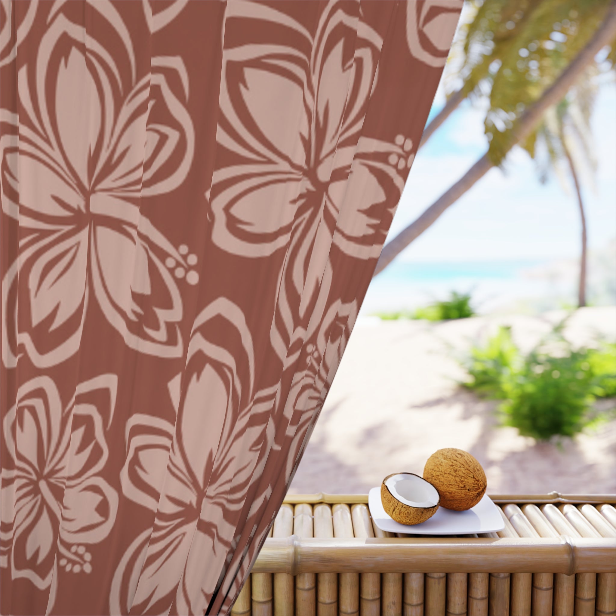 Boho Floral Window Curtain - Elegant Floral Drapes, Room Decor, Light Filtering, Living Room, Bedroom, Home Decoration