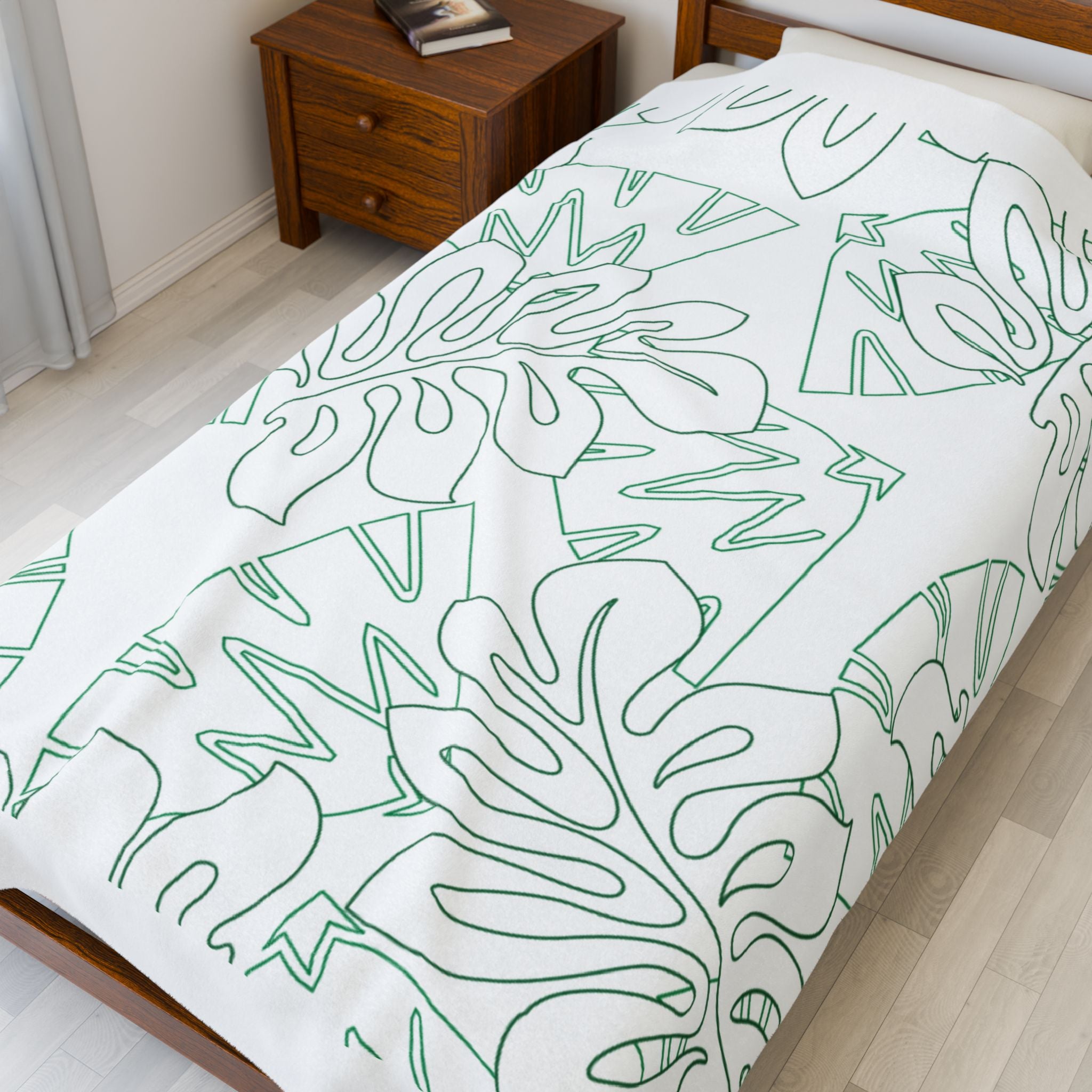 Tropical Leaves Plush Blanket - Cozy, Soft, Decorative Throw for Home, Gift for Her, Summer Vibes, Relaxation Decor
