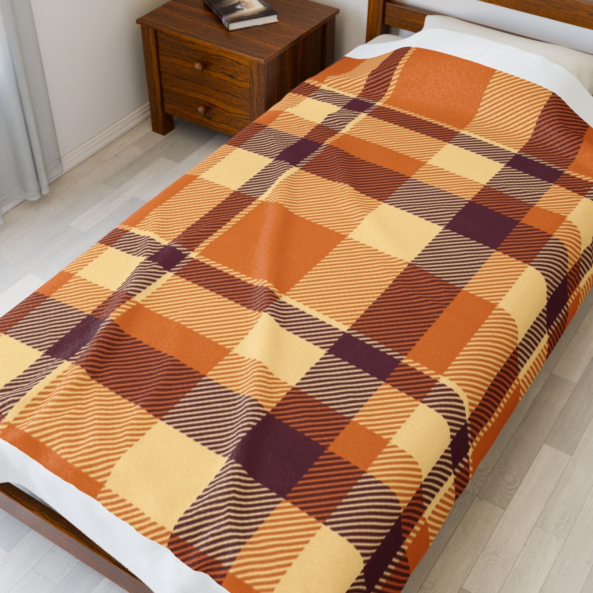 Cozy Plaid Velveteen Plush Blanket | Soft Throw for Fall, Winter, Home Décor, Gifts, Snuggling