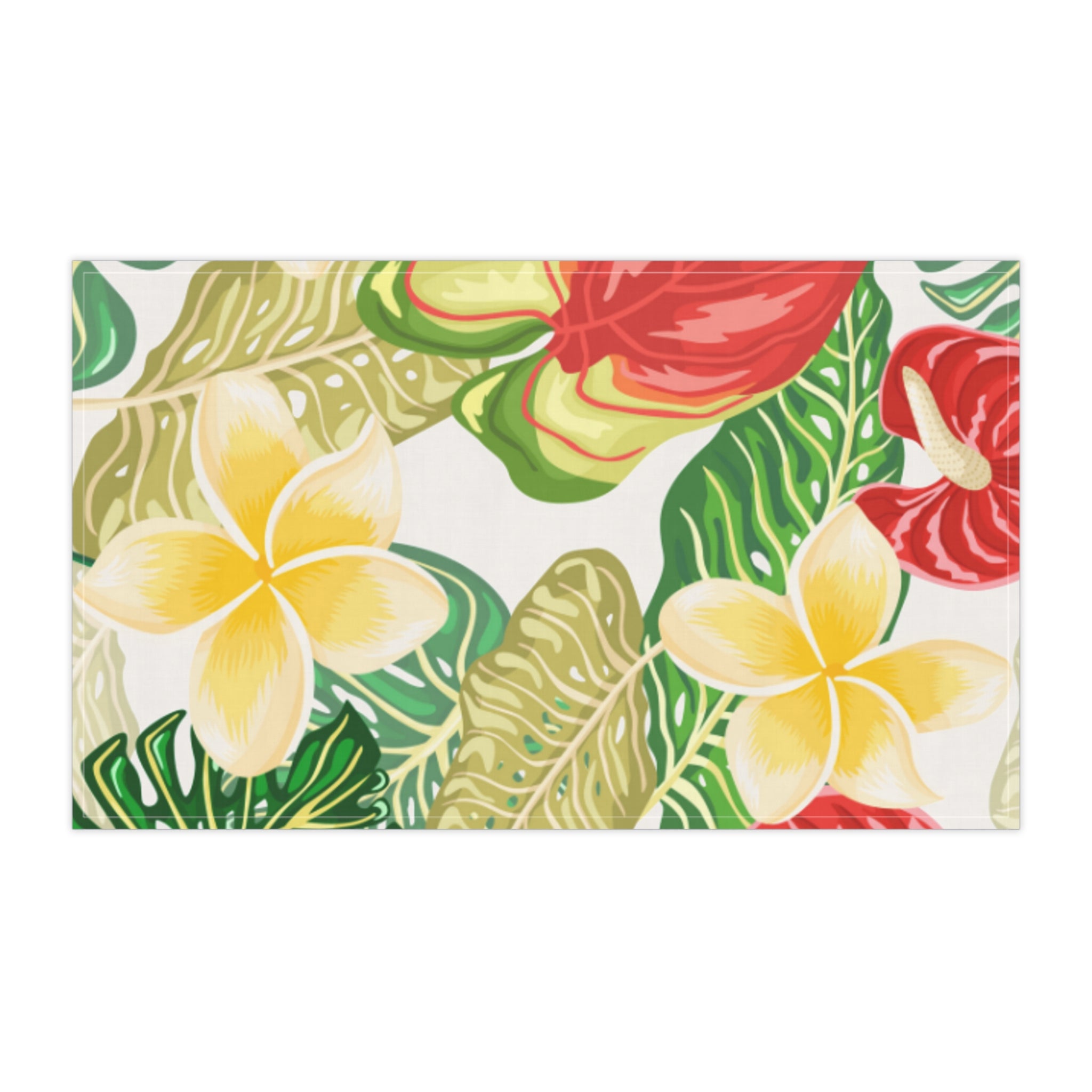 Tropical Floral Tea Towels, Kitchen Decor, Eco-Friendly Home, Gift for Hostess, Summer Kitchen Accessories, Plumeria Design