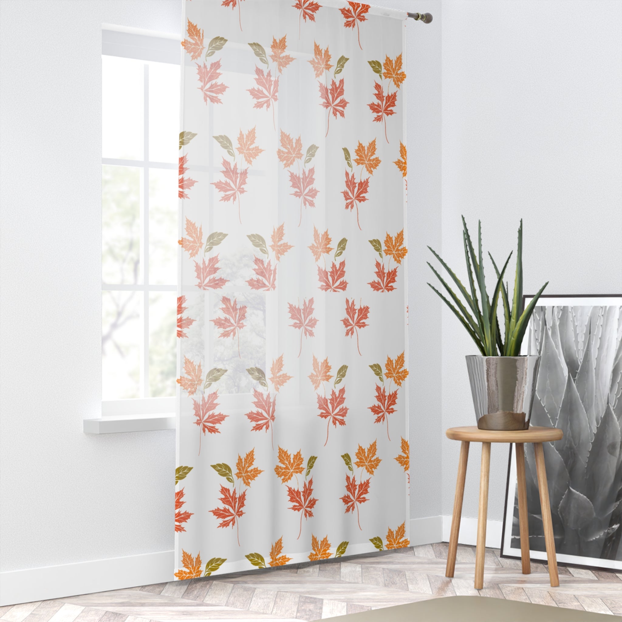 Autumn Leaf Window Curtain, Cozy Fall Decor, Home Improvement, Seasonal Curtains, Thanksgiving Decoration, Living Room Accent