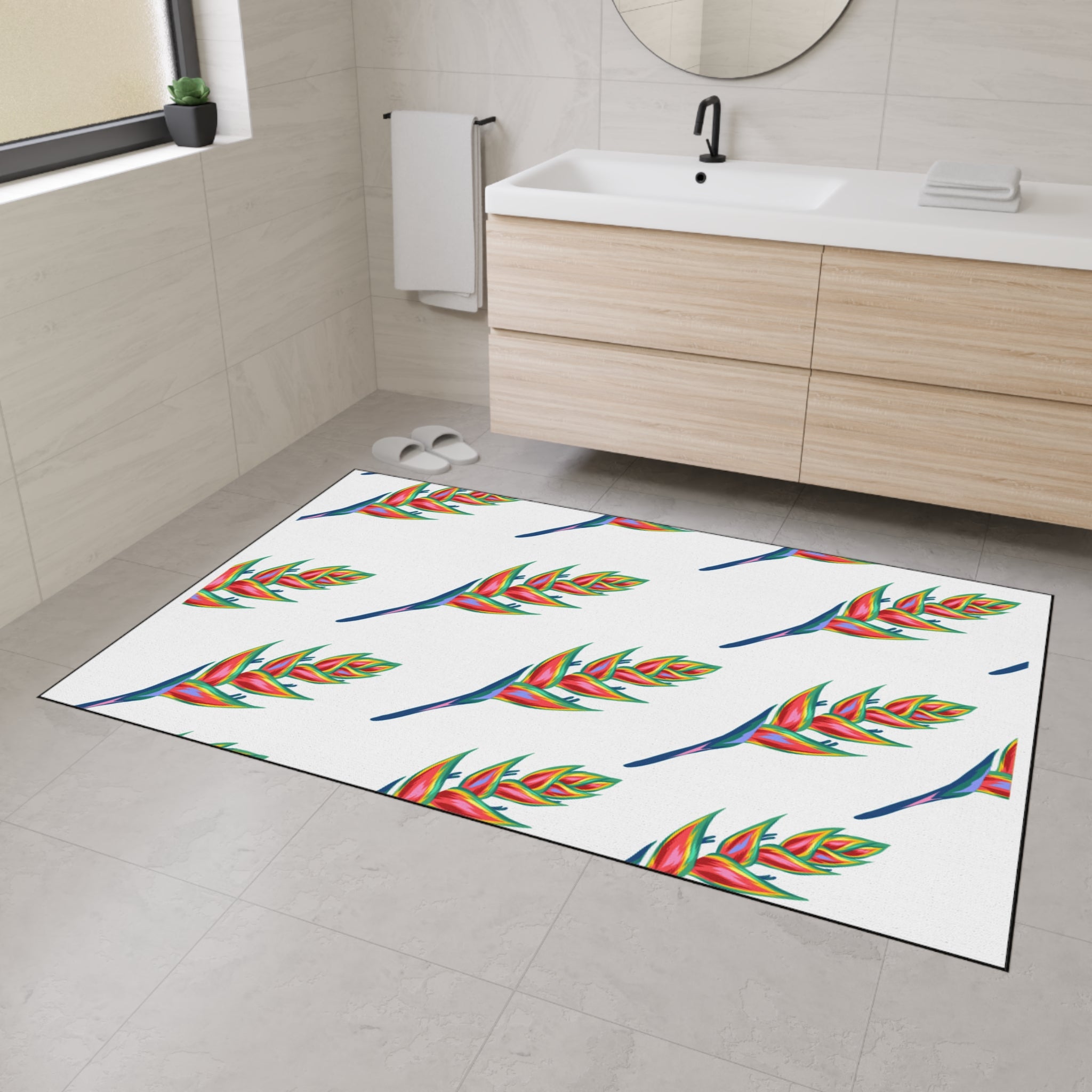 Hawaiian Vibrant Floral Heavy Duty Floor Mat, Indoor/Outdoor Rug, Home Decor, Entryway Mat, Kitchen Floor Protector
