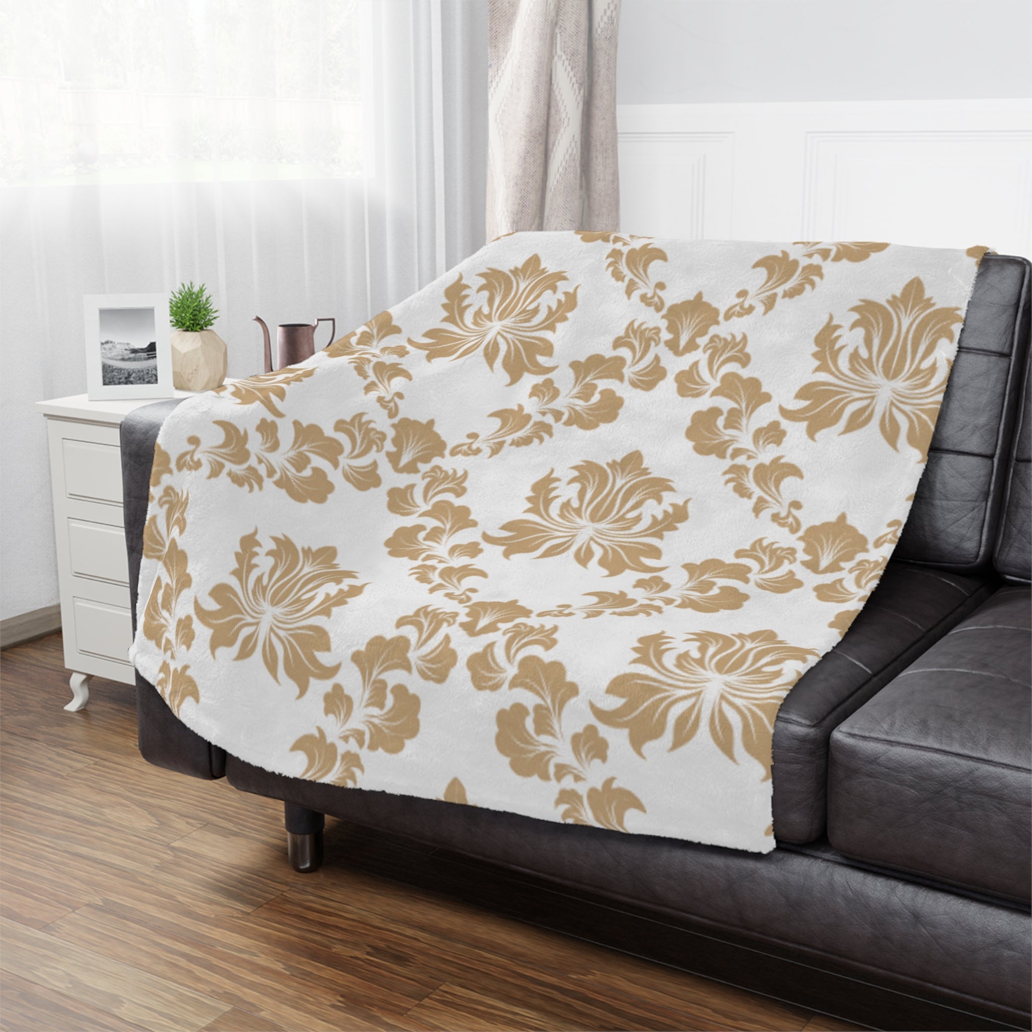 Elegant Floral Minky Blanket, Cozy Throw, Nursery Decor, Wedding Gift, Soft Plush Blanket, Home Decor