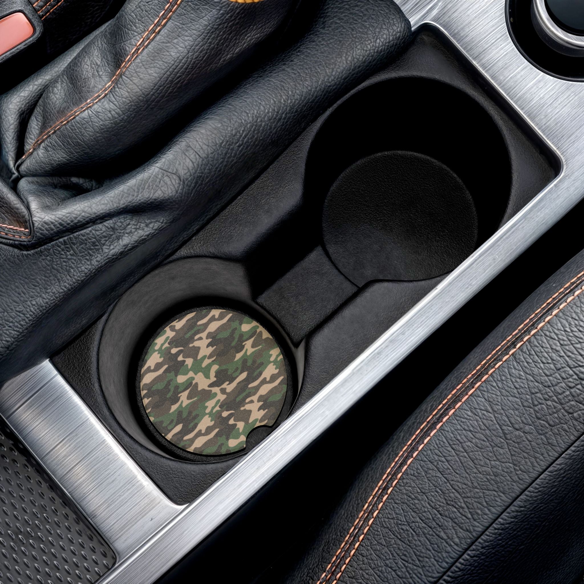 Camouflage Soapstone Car Coaster for a Stylish Ride, Car Accessories, Gifts for Him, Auto Decor, Vehicle Drink Holder