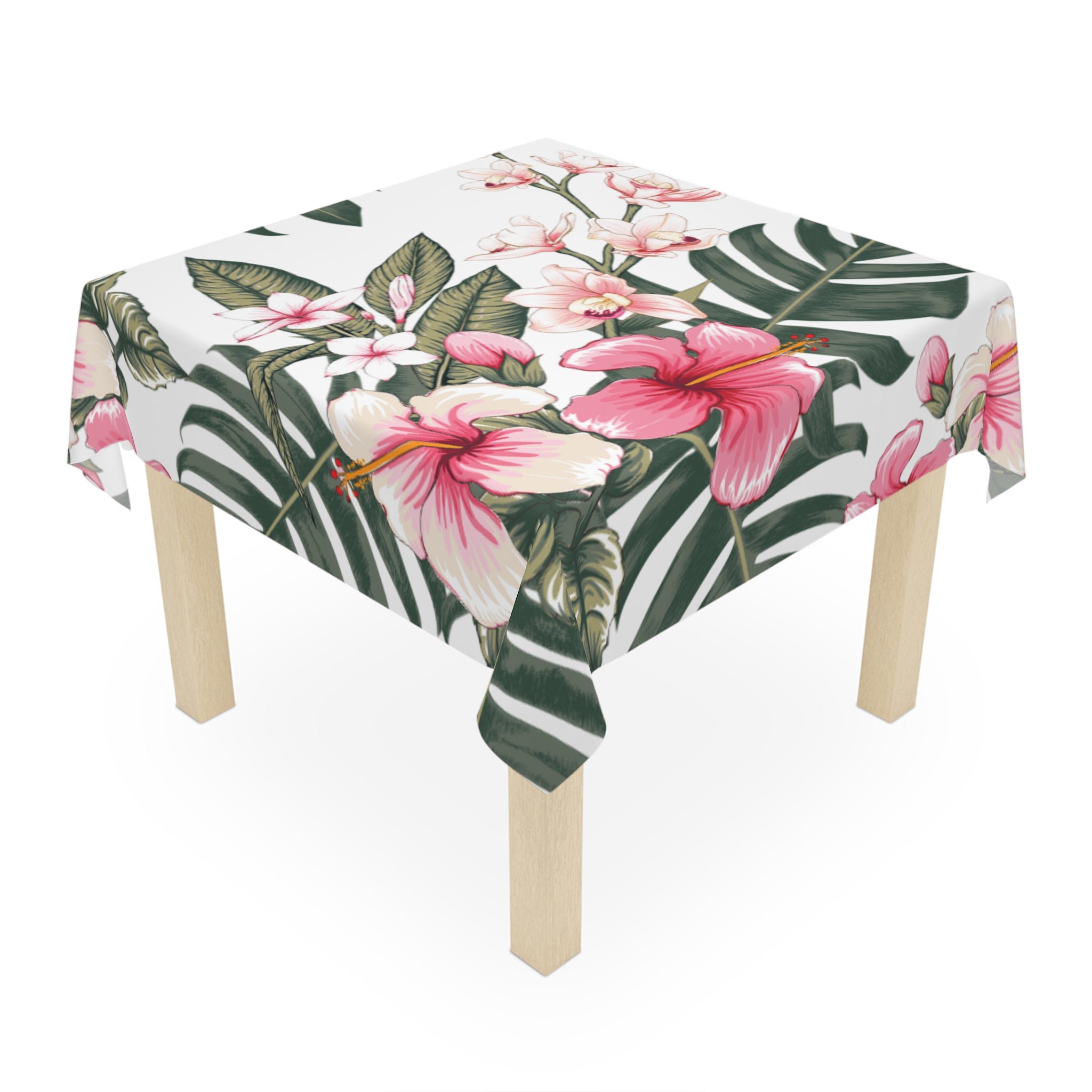Hawaiian Tropical Hibiscus Floral Tablecloth, Chic Dining Decor, Summer Parties, Hawaiian Theme, Home & Garden, Floral Table Decor
