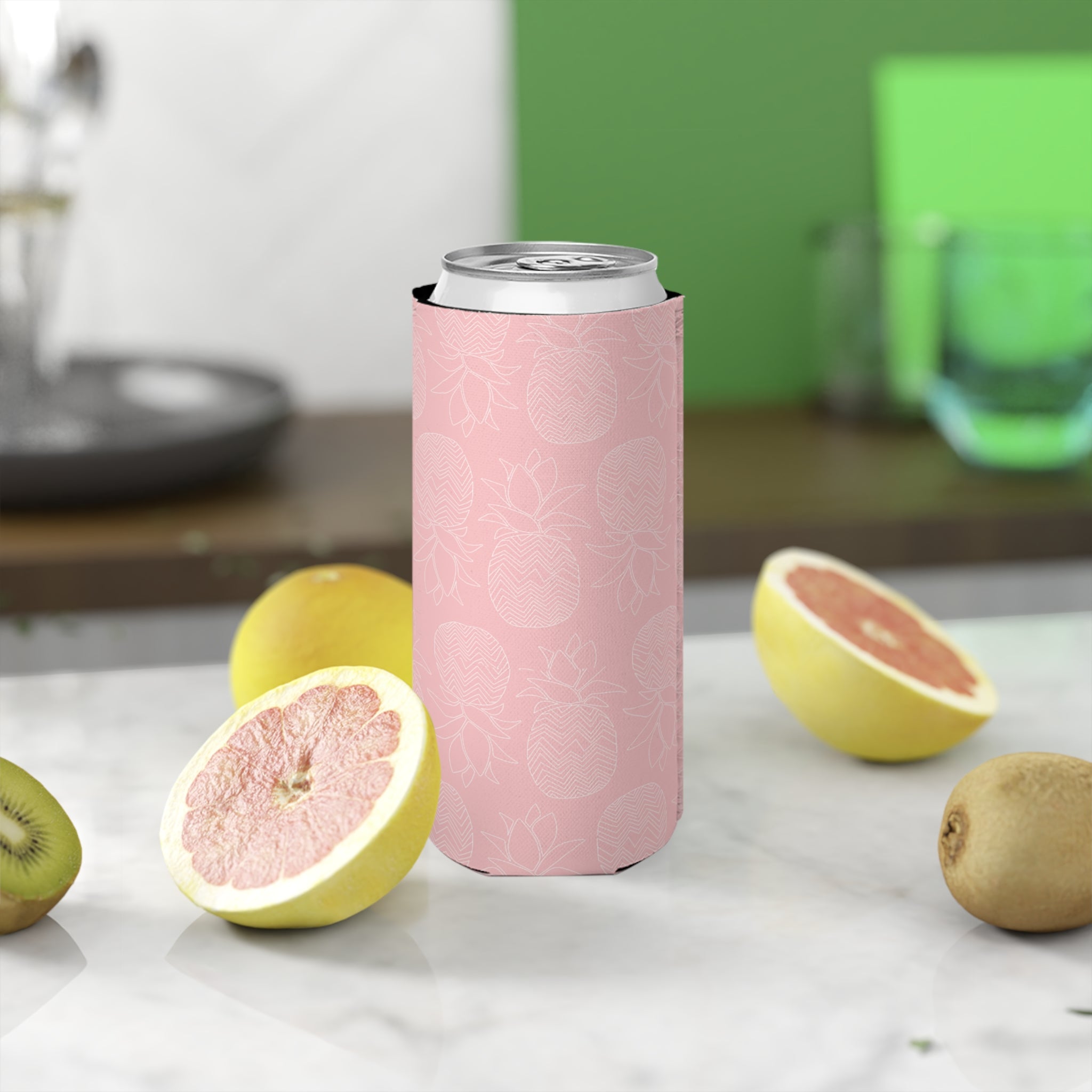 Pink Pineapple Slim Can Cooler - Perfect for Summer BBQs, Beach Days, and Tropical Parties, Gift for Birthdays, Outdoor Events, Picnics