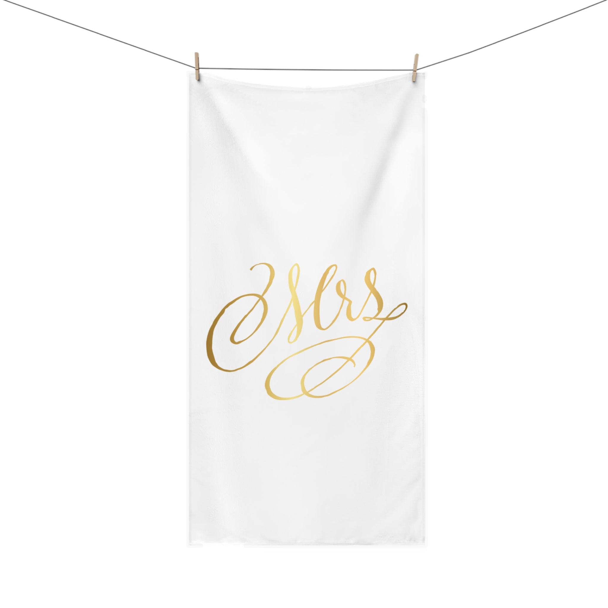 Elegant Mink-Cotton Towel with 'Mrs' Design, Spa Gift, Wedding Gift, Bridal Shower Favor, Home Decor, Beach Towel Accessory