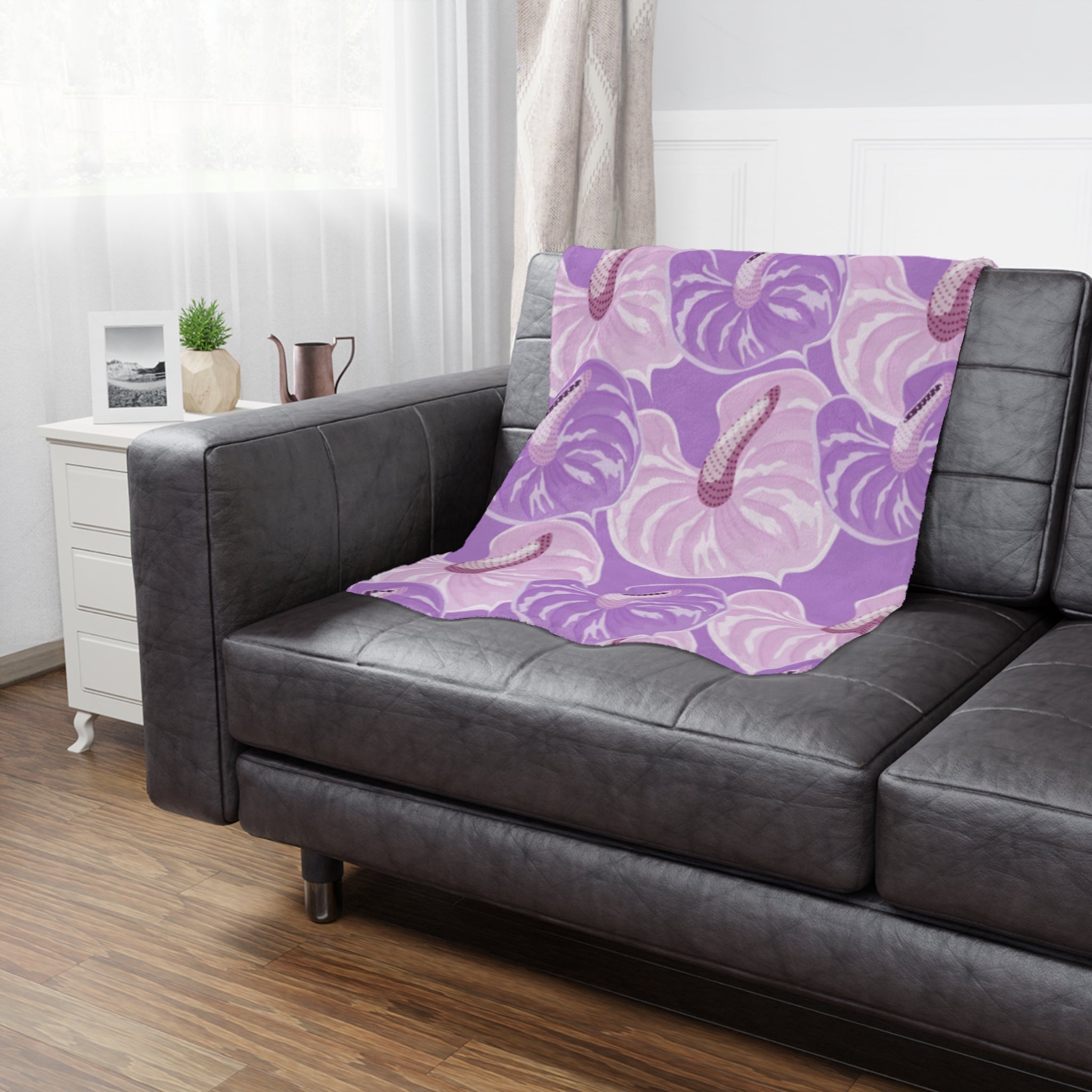 Lavender Floral Minky Blanket, Cozy Throw for Kids, Soft Baby Blanket, Flower Pattern Blankie, Perfect Gift for Girls