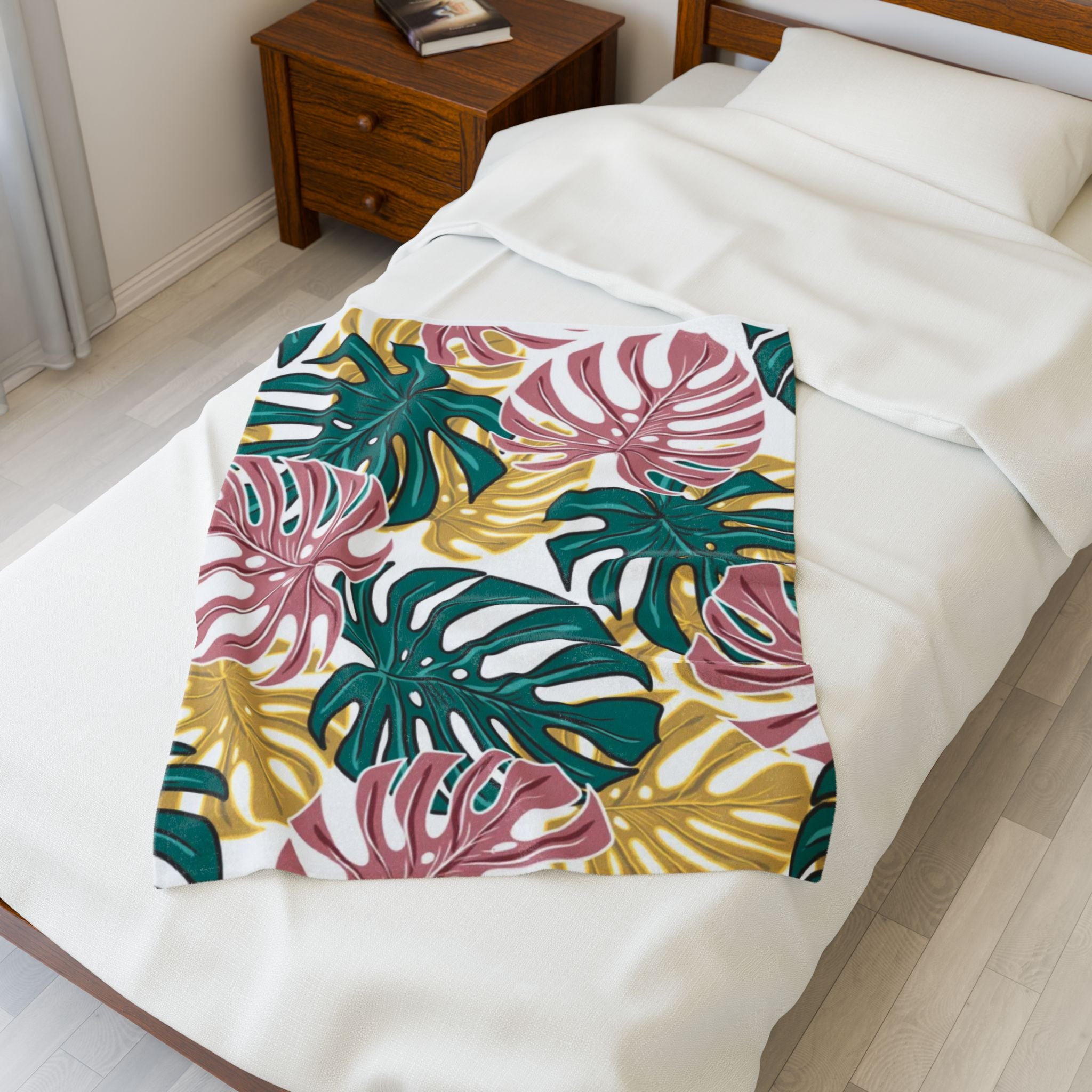 Tropical Velveteen Plush Blanket | Soft & Cozy Throw for Relaxation, Home Decor, Gift, Tropical Vibe, Indoor Comfort, Every Season
