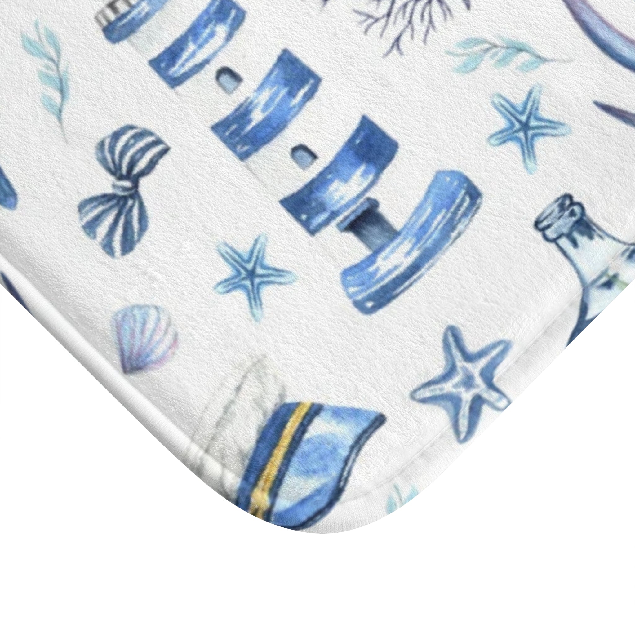 Coastal Seashell Bath Mat, Beach Decor, Nautical Bathroom Rug, Summer Home Accessory, Ocean Themed Gift