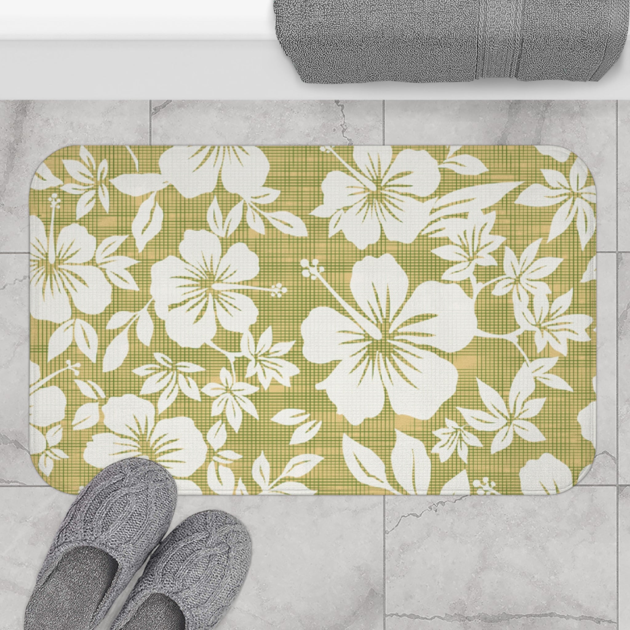 Botanical Bath Mat, Floral Bathroom Decor, Tropical Bath Rug, Home Spa Essentials, Gift for Her, Spring Decor