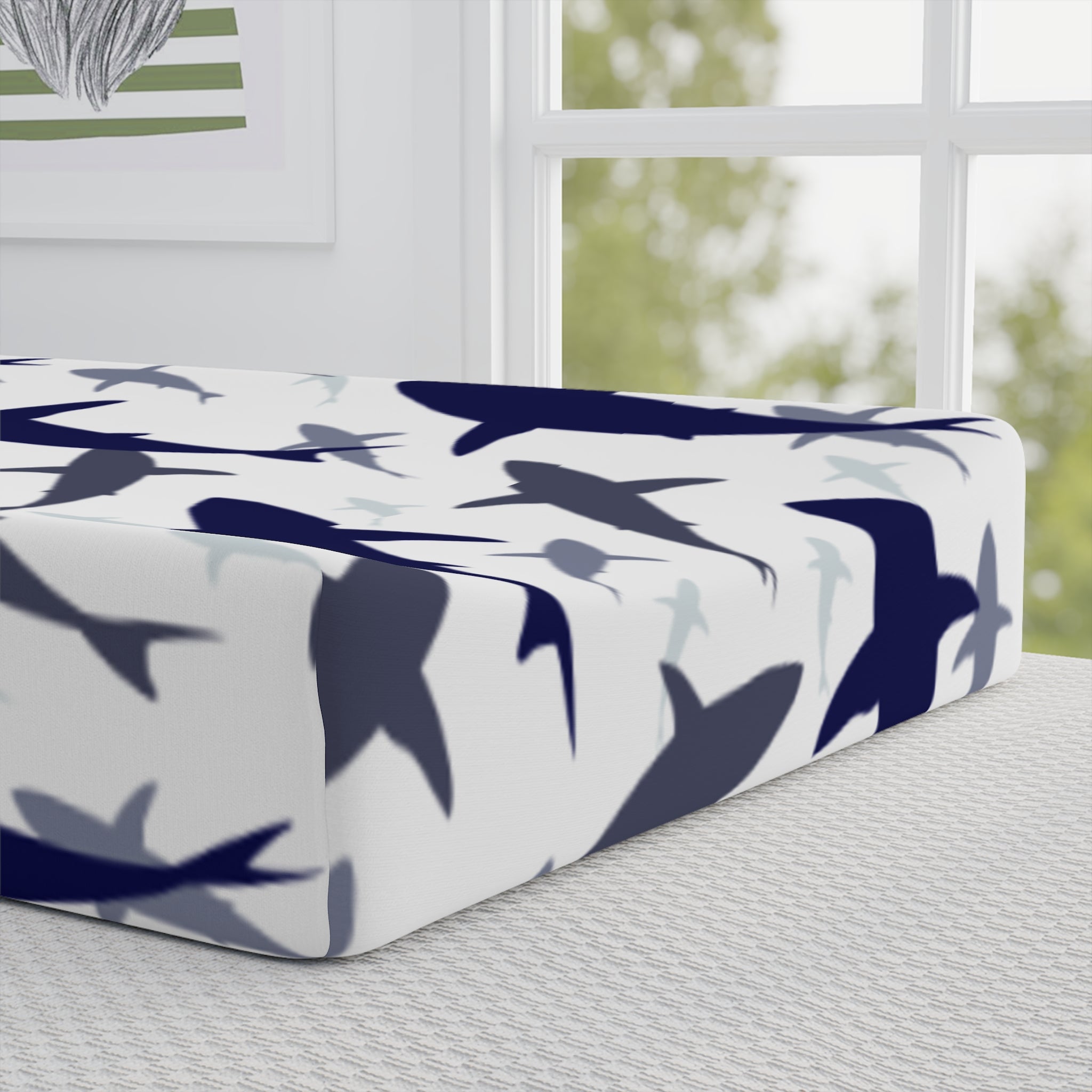 Nautical Baby Changing Pad Cover, Shark Design, Baby Shower Gift, Nursery Decor, Waterproof Crib Covers, Ocean Theme
