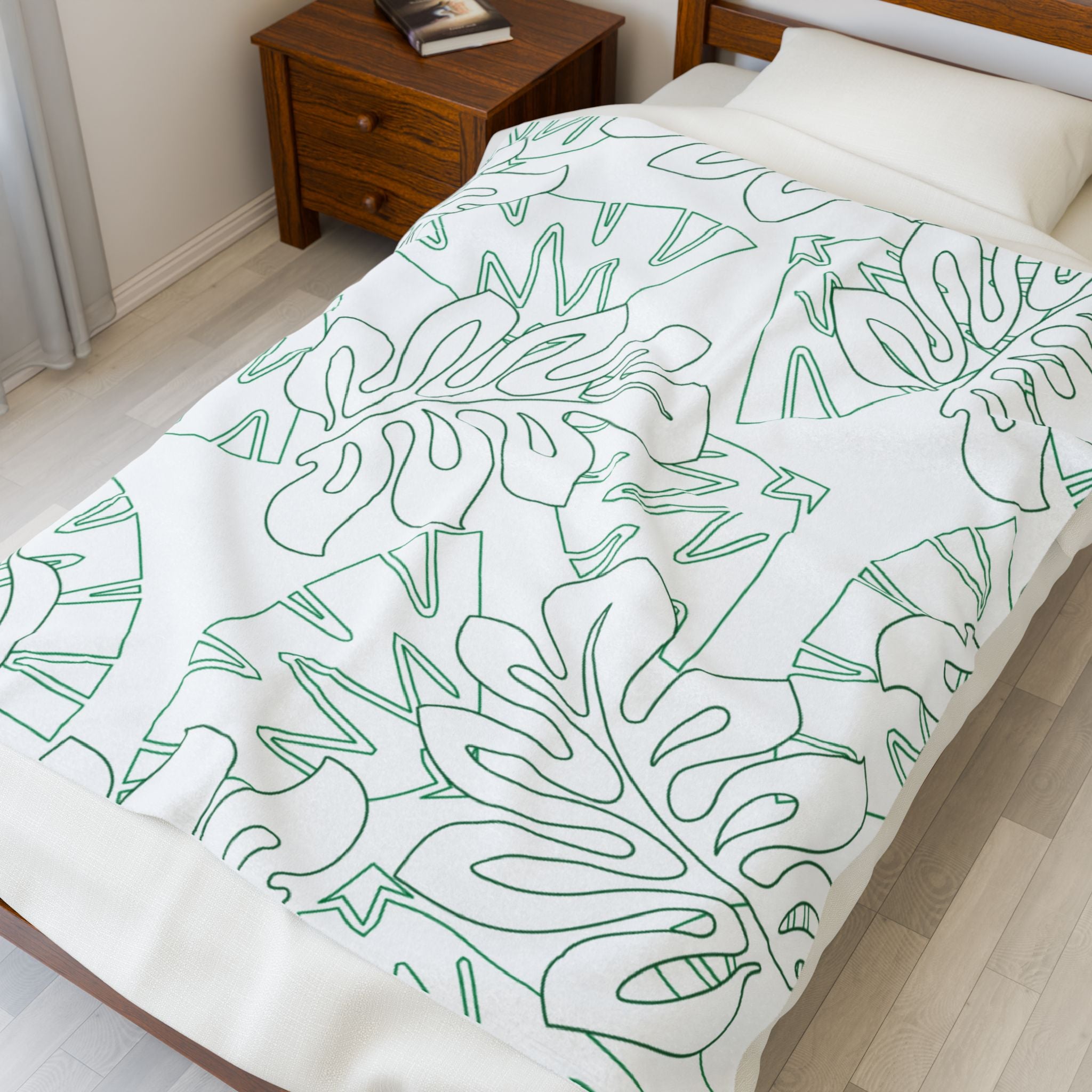 Tropical Leaves Plush Blanket - Cozy, Soft, Decorative Throw for Home, Gift for Her, Summer Vibes, Relaxation Decor