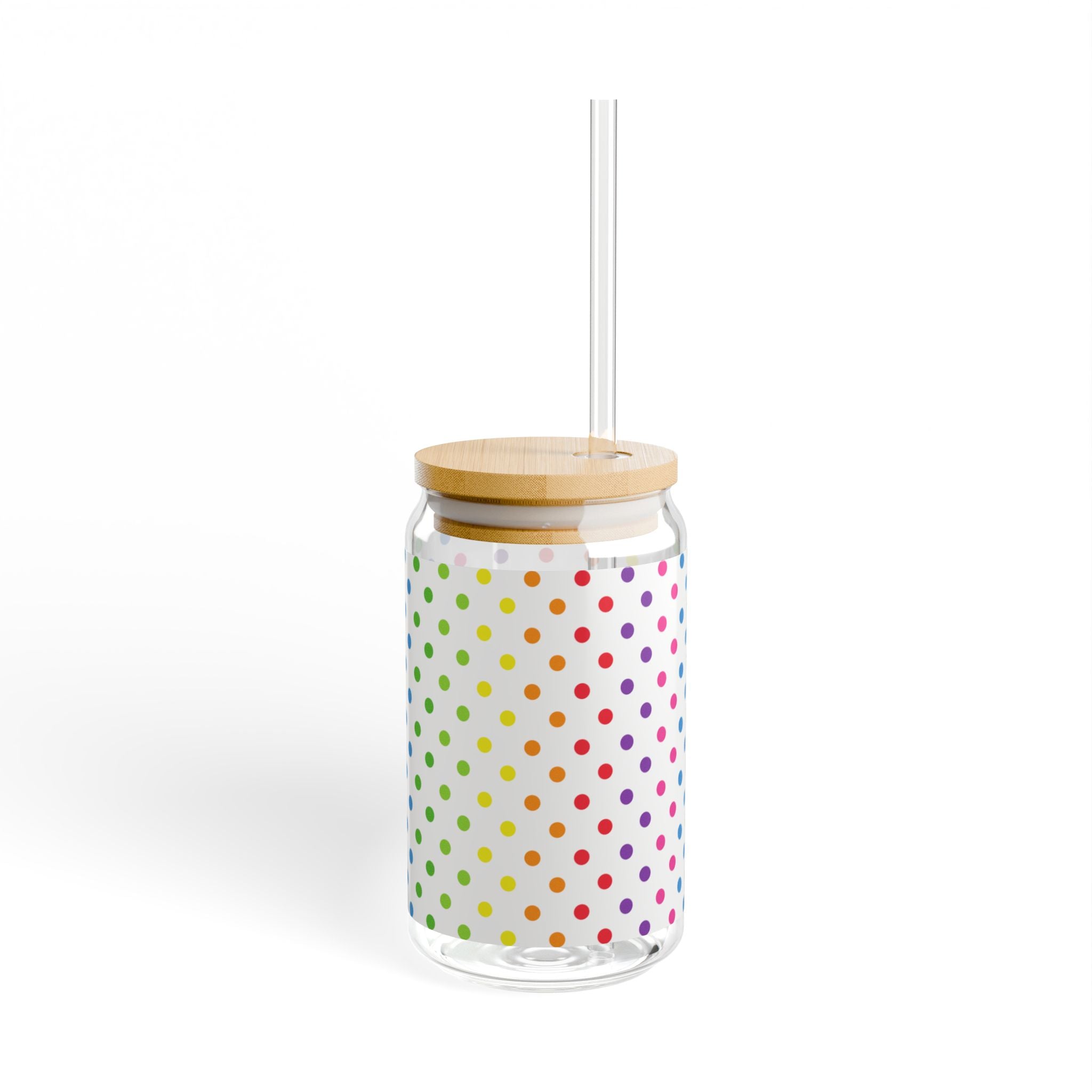 Colorful Polka Dot Sipper Glass - 16oz Reusable Drinkware, Perfect for Parties, Picnics, Summer Fun, Eco-Friendly Gift