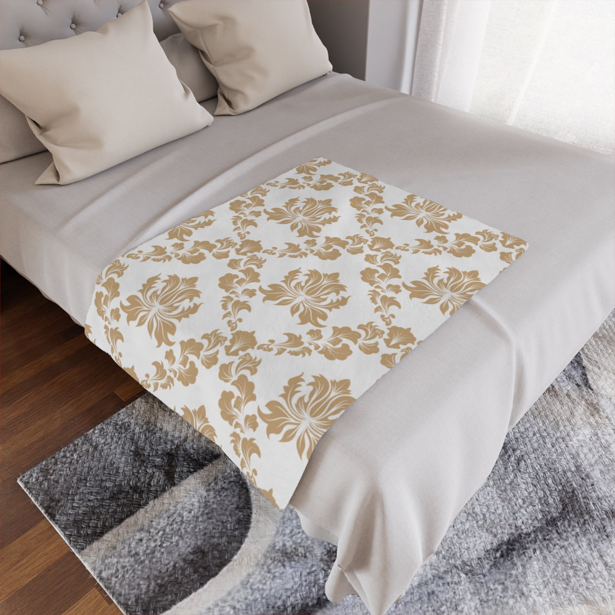 Elegant Floral Minky Blanket, Cozy Throw, Nursery Decor, Wedding Gift, Soft Plush Blanket, Home Decor