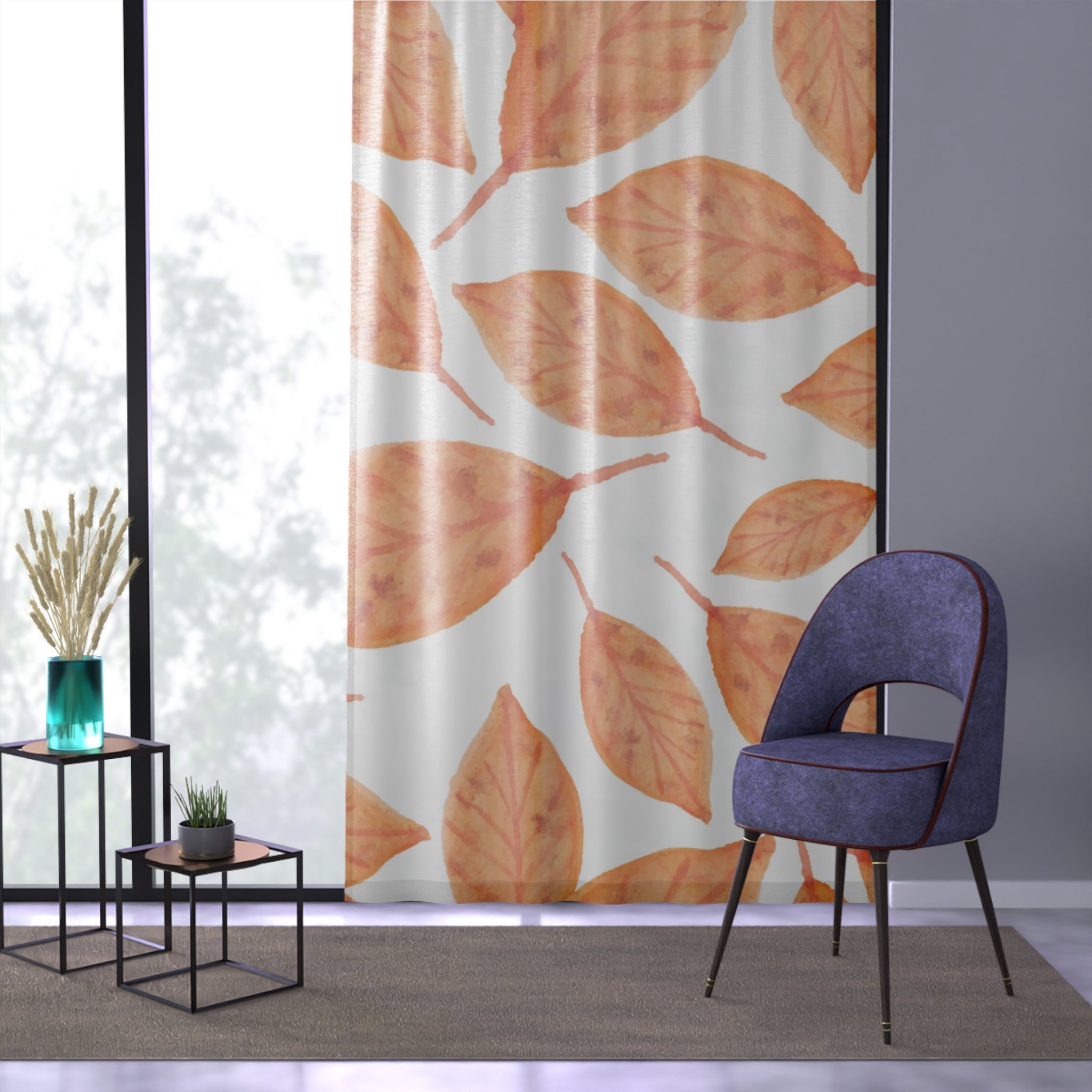Autumn Leaf Window Curtain, Cozy Home Decor, Fall Decoration, Living Room Shade, Nature-Inspired Window Treatment