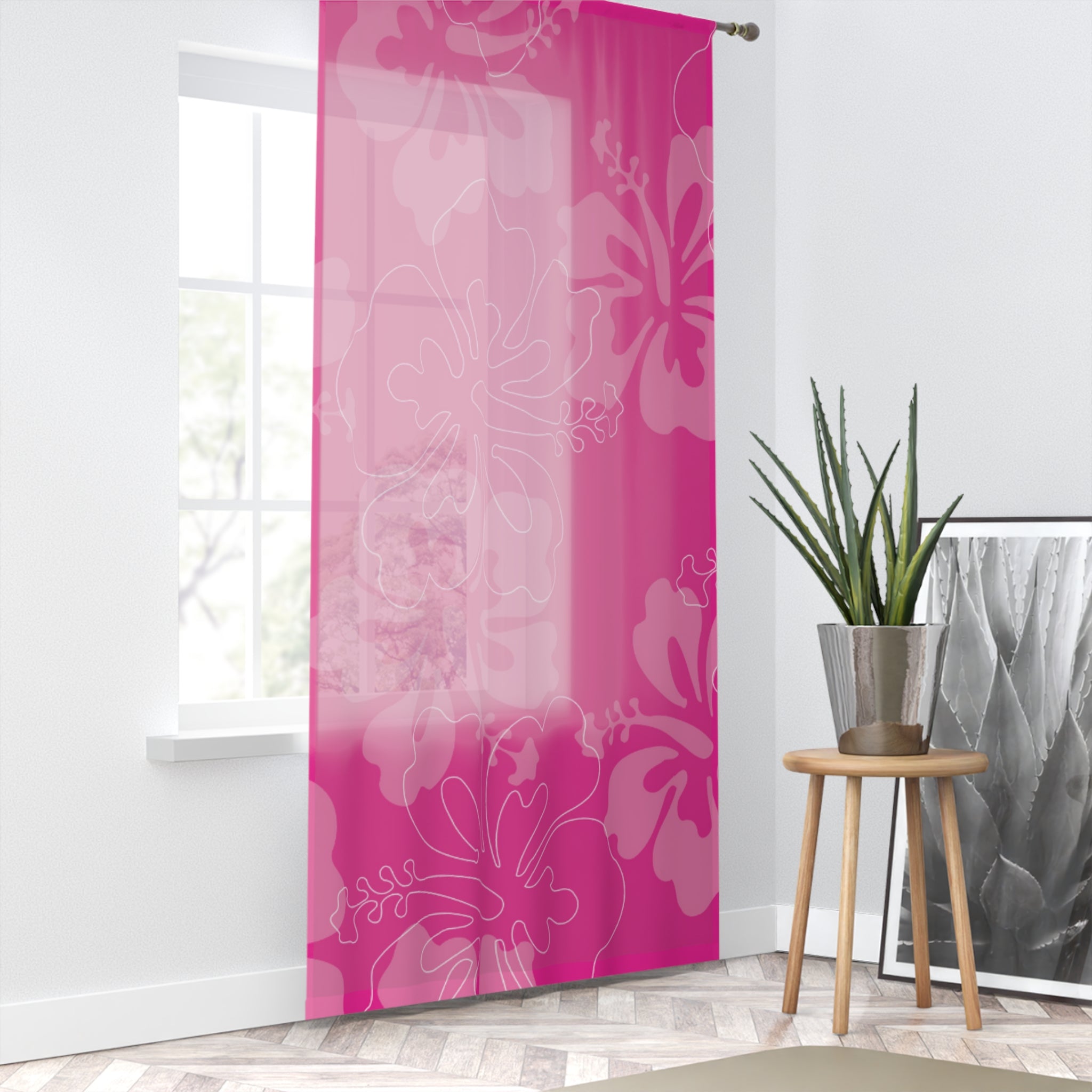 Vibrant Floral Window Curtain, Tropical Home Decor, Living Room Privacy Panel, Summer Vibes, Beach House Accent