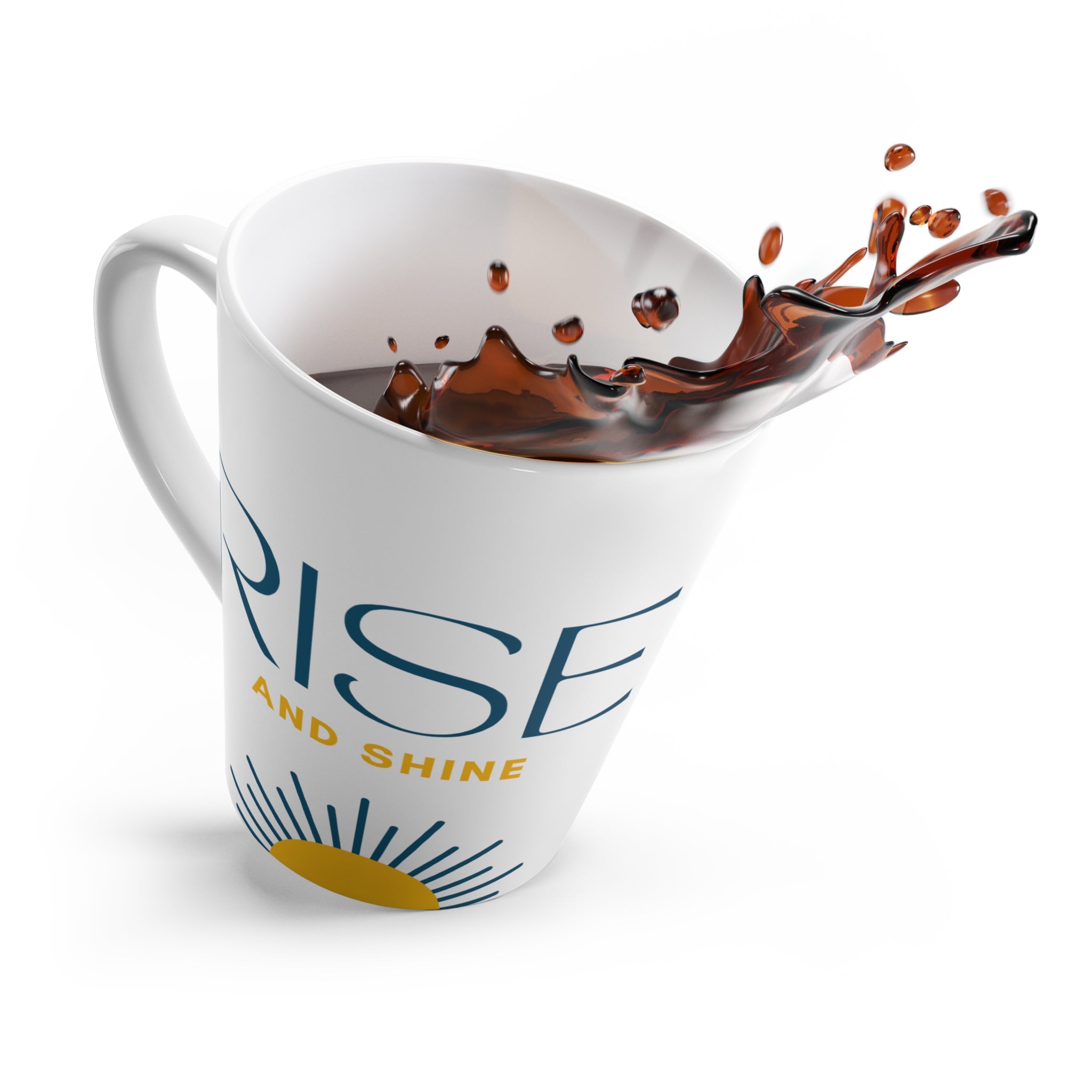 Rise and Shine Latte Mug, Motivational Coffee Cup, Positive Morning Mug, Gift for Coffee Lovers, Brighten Your Day Mug
