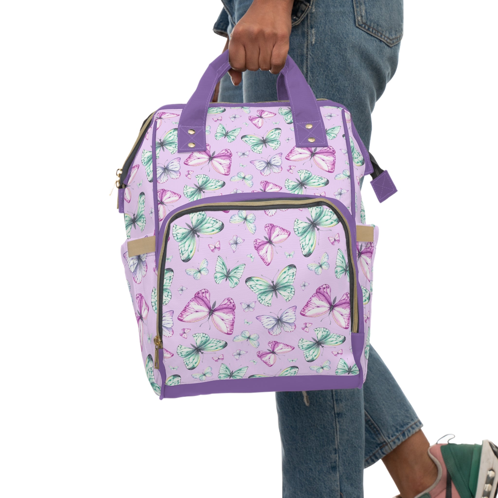 Butterfly Print Diaper Backpack - Stylish Baby Bag, Mom Gift, Travel Backpack, Baby Shower Present, Kid's Essentials