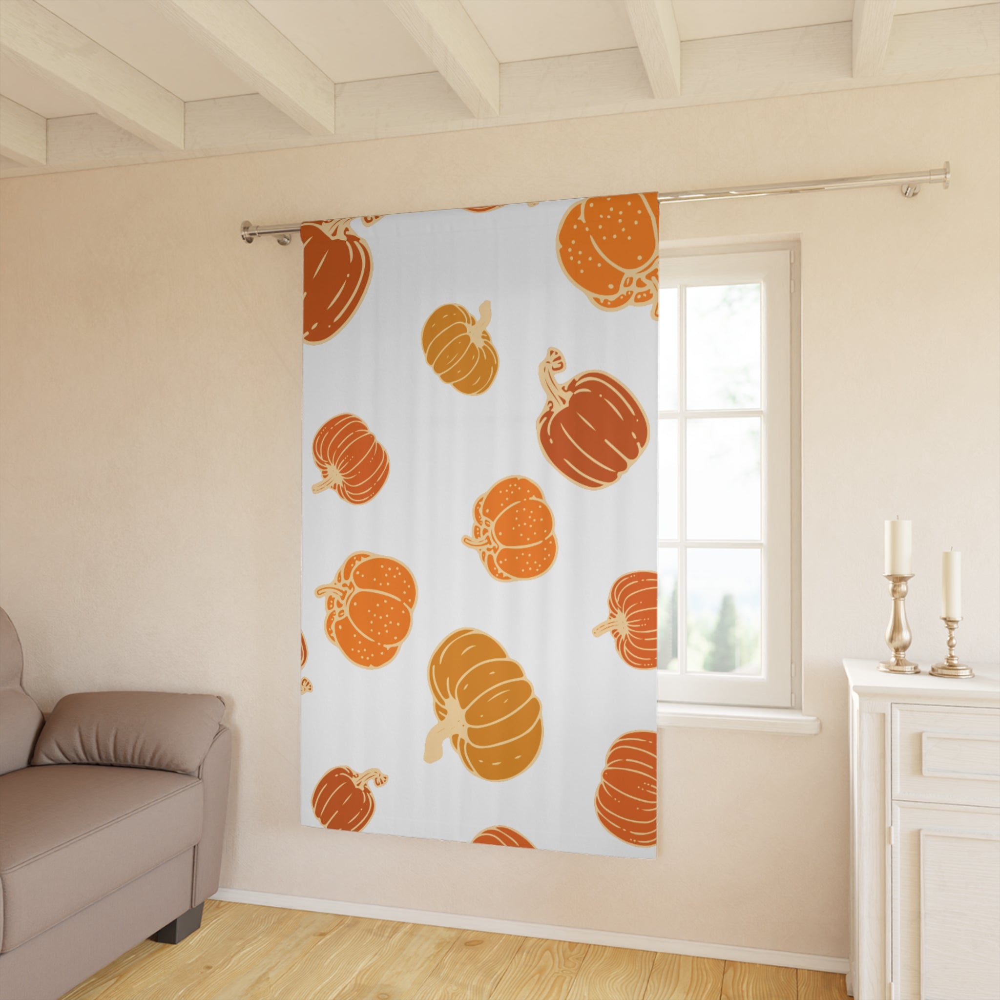 Autumn Pumpkin Window Curtain: Fall Decor, Home Aesthetic, Cozy Living, Halloween Style, Harvest Decor