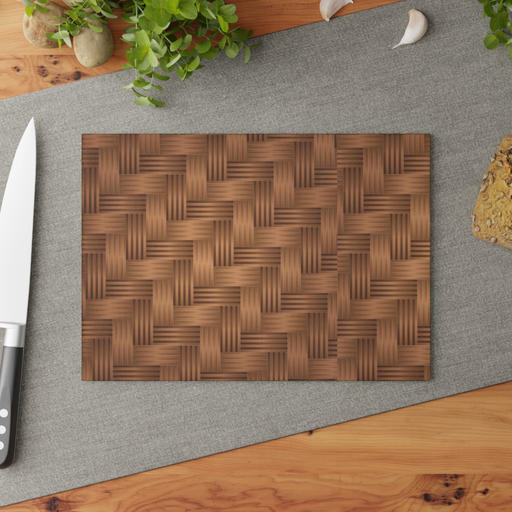 Stylish Glass Cutting Board with Woven Design, Kitchen Decor, Gift for Chefs, Housewarming Present, Elegant Cooking Accessory