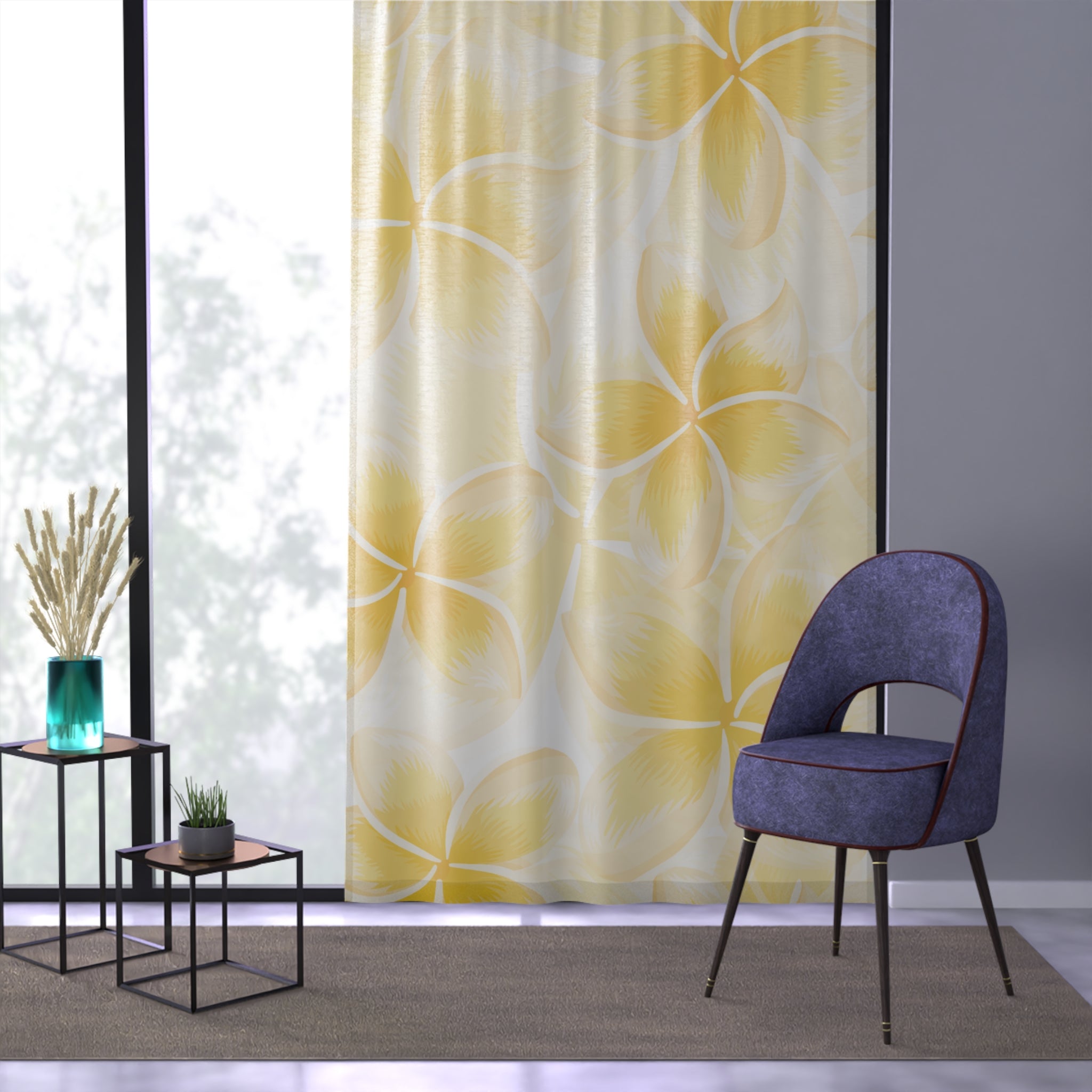 Sunny Floral Window Curtains, Light Filtering Drapes, Home Decor, Summer Vibes, Bright Living Room, Beach House Essentials