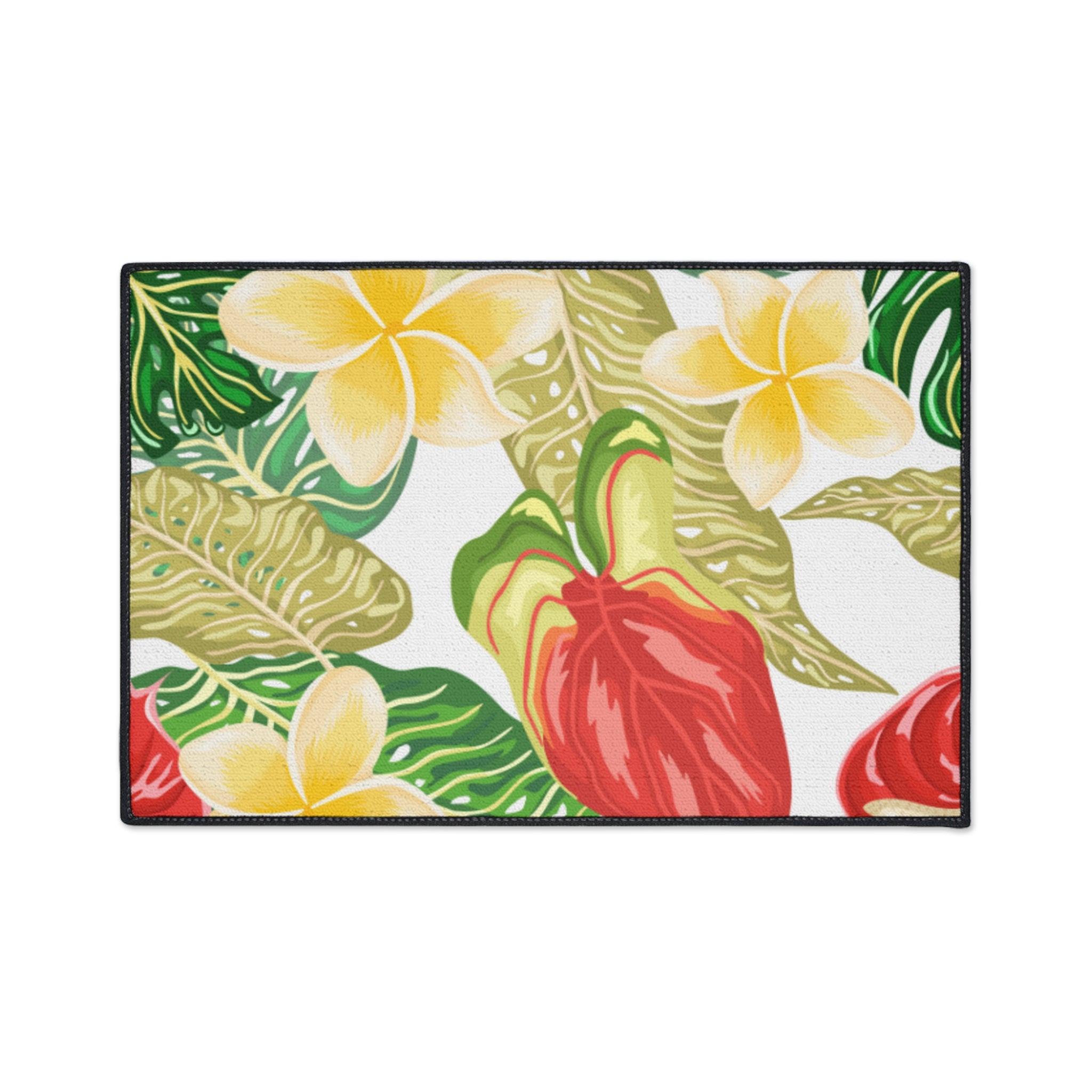 Hawaiian Tropical plumeria Floor Mat - Heavy Duty, Kitchen Rug Home Decor, Indoor Rug, Garden Entry Mat, Floral Doormat