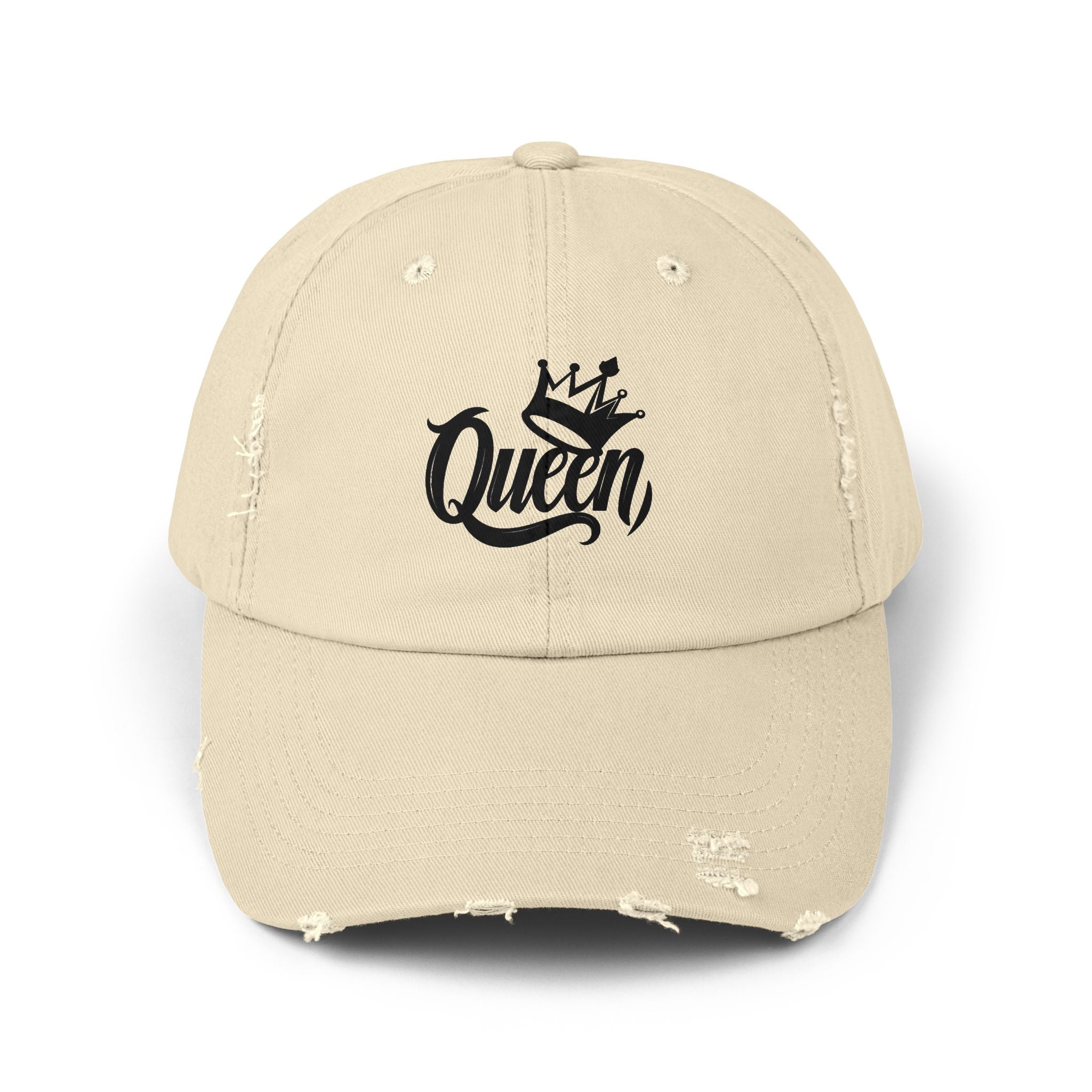 Queen Distressed Cap - Trendy Hat for Women, Casual Wear, Birthday Gift, Self-Care, Queen Vibes