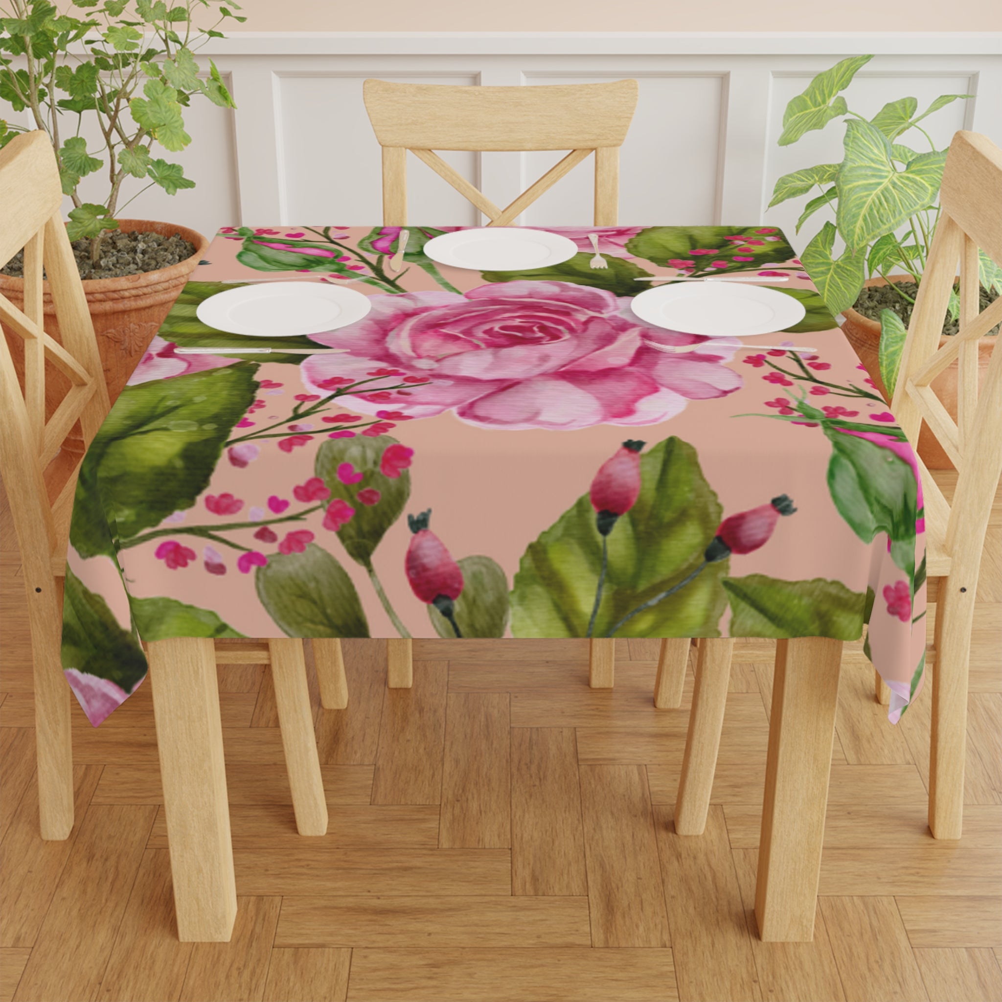Rose Floral Tablecloth - Elegant Dining Decor, Wedding Table Cover, Spring Table Setting, Mother's Day Gift, Home Decor
