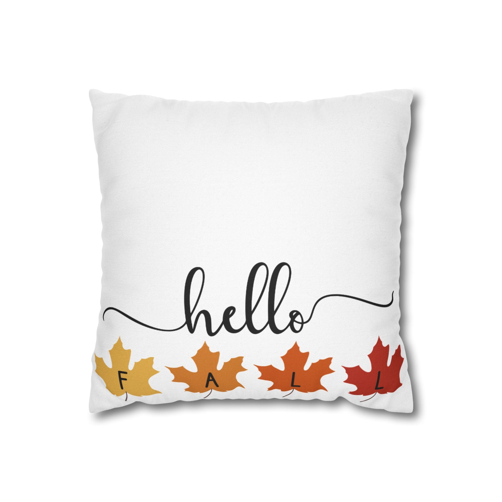 Autumn Leaf Decor Pillowcase, Hello Fall Cushion Cover, Cozy Home Accents, Seasonal Pillow for Fall Decor, Thanksgiving Gift Idea