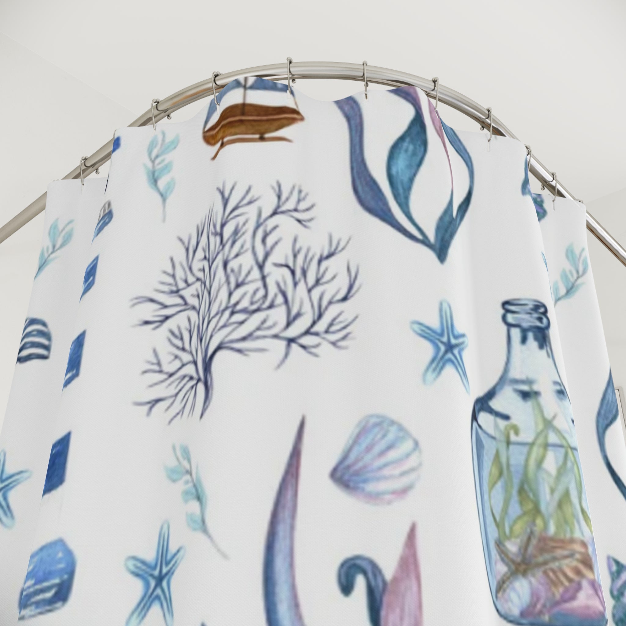 Coastal-Themed Shower Curtain, Nautical Decor, Beach House Bathroom Accessory, Summer Vibes, Ocean-Inspired Home