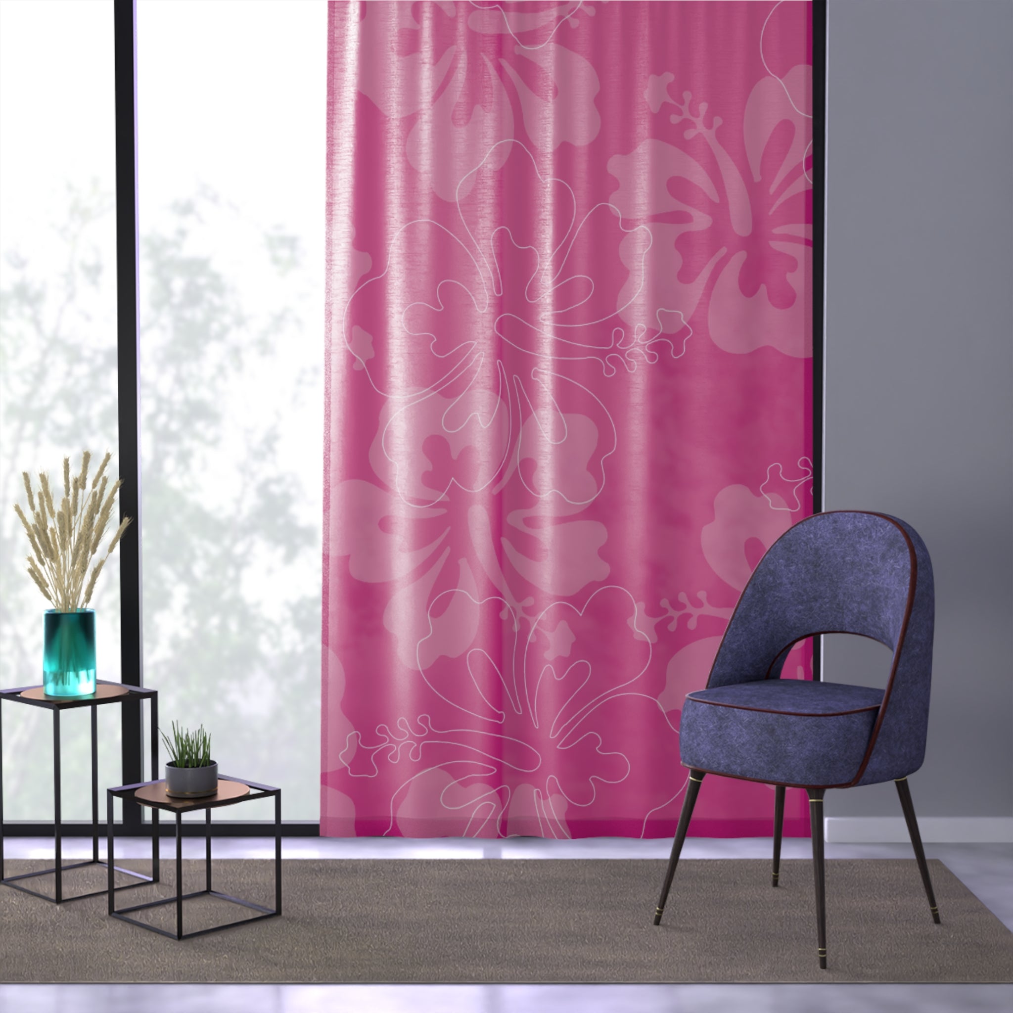 Vibrant Floral Window Curtain, Tropical Home Decor, Living Room Privacy Panel, Summer Vibes, Beach House Accent