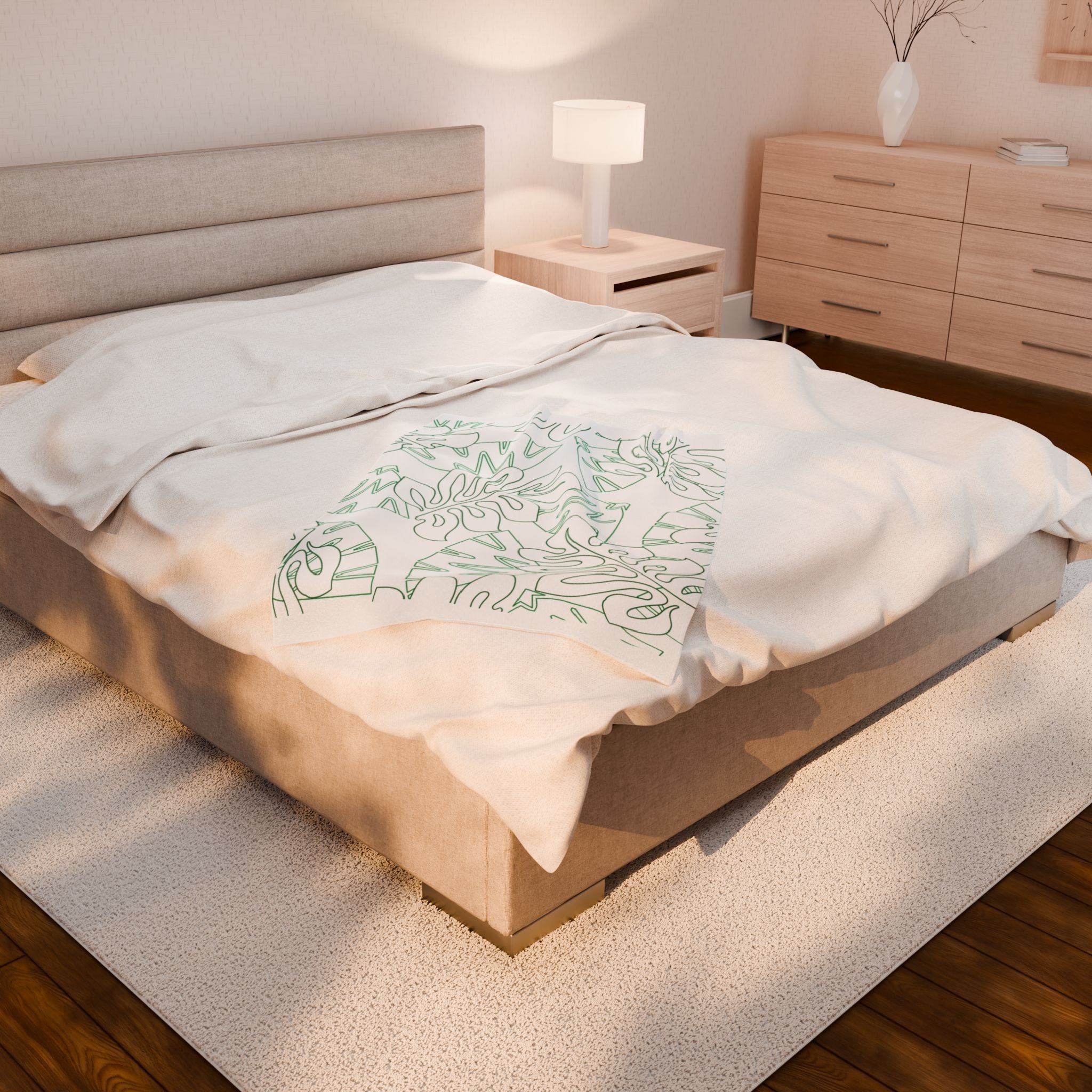 Tropical Leaves Plush Blanket - Cozy, Soft, Decorative Throw for Home, Gift for Her, Summer Vibes, Relaxation Decor