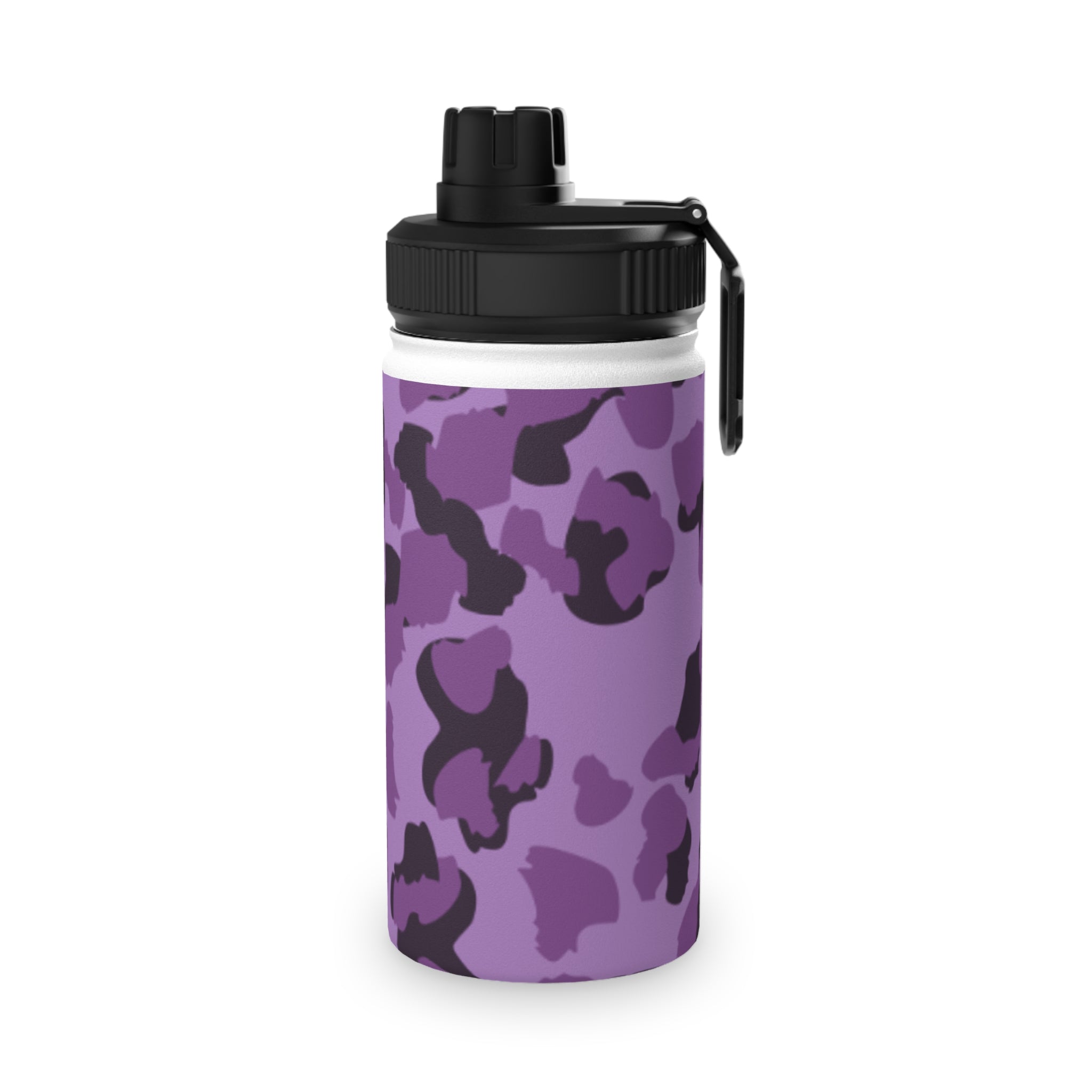 Purple Camo Water Bottle, Travel Hydration, Gym Essential, Eco-Friendly Gift, Active Lifestyle, Sports Gear, Outdoor Accessories