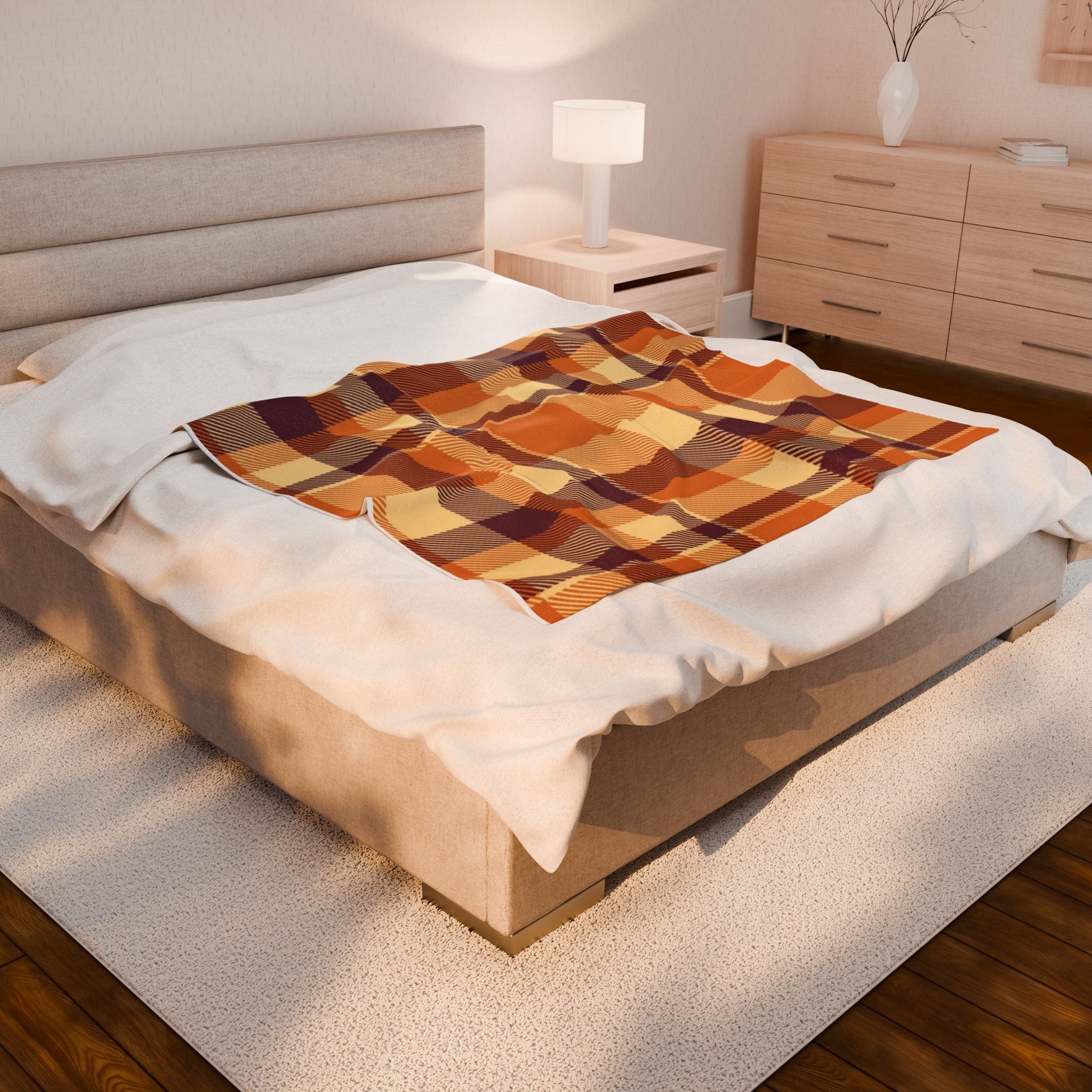 Cozy Plaid Velveteen Plush Blanket | Soft Throw for Fall, Winter, Home Décor, Gifts, Snuggling