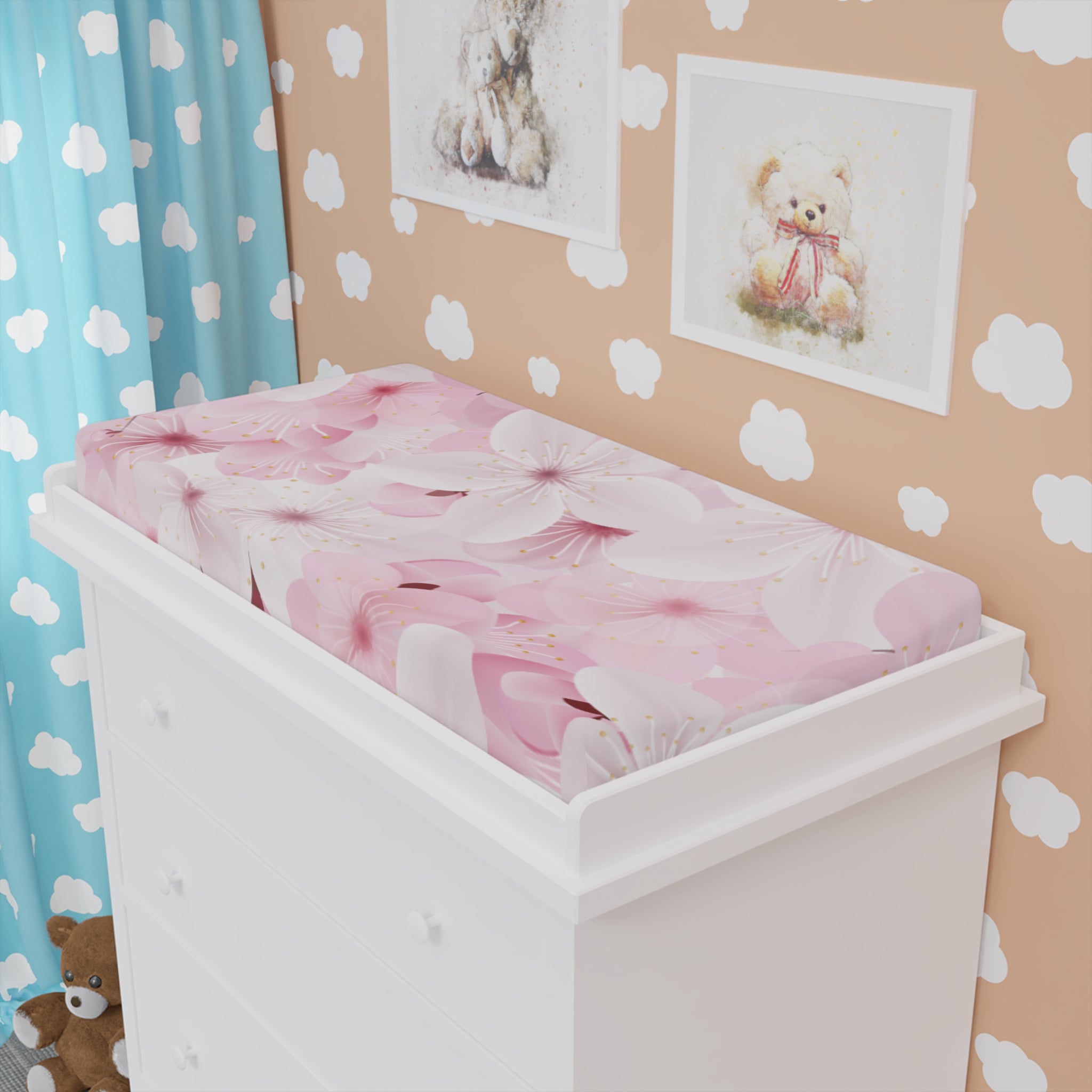 Floral Baby Changing Pad Cover, Soft Nursery Bedding, Perfect for Baby Showers, Floral Design, Infant Essentials, Gender Neutral Décor