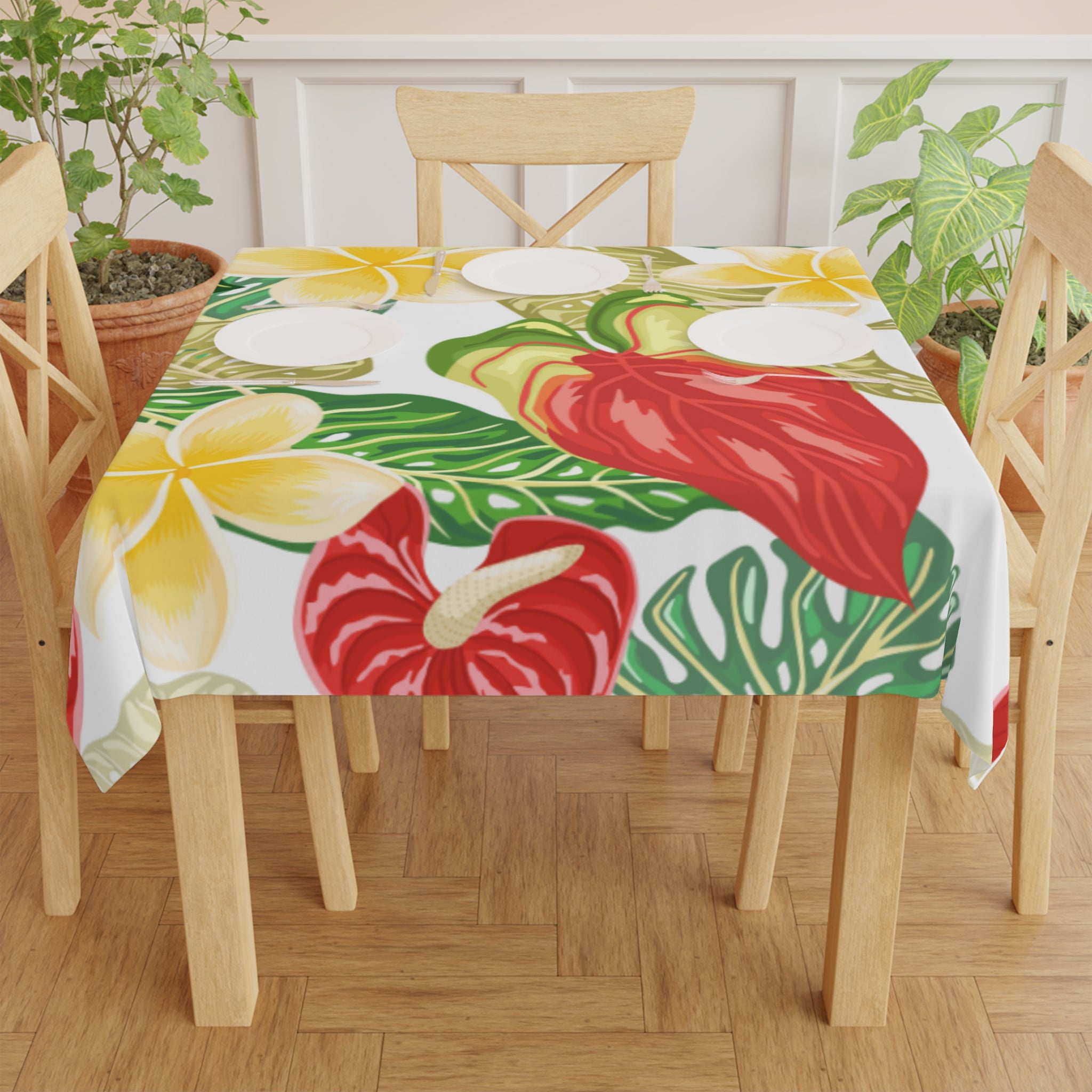 Hawaiian Tropical Floral Tablecloth, Picnic Decor, Summer Celebration, Party Dining, Boho Home Style