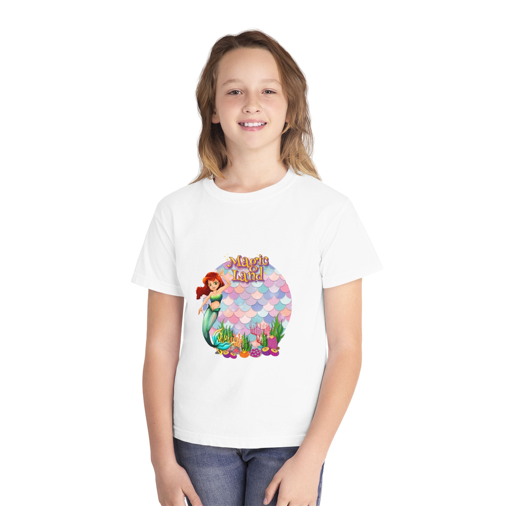 Mermaid Themed Youth Tee - Perfect for Birthdays, Summer Vacations, Beach Days, Parties, and Everyday Wear