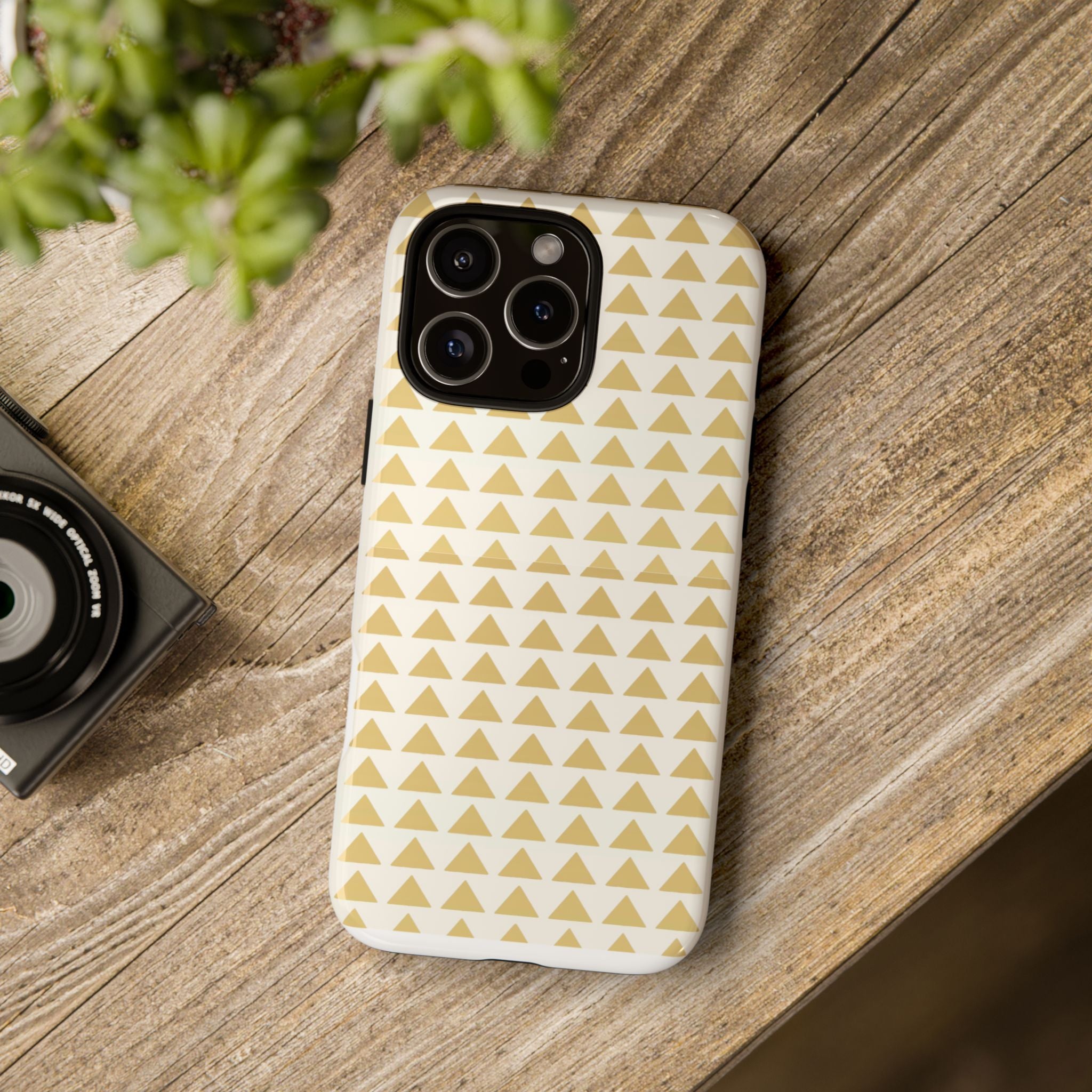 Gold Triangle Phone Case, Chic Phone Cover, Stylish Phone Accessory, Unique Gift for Tech Lovers, Durable Phone Protector