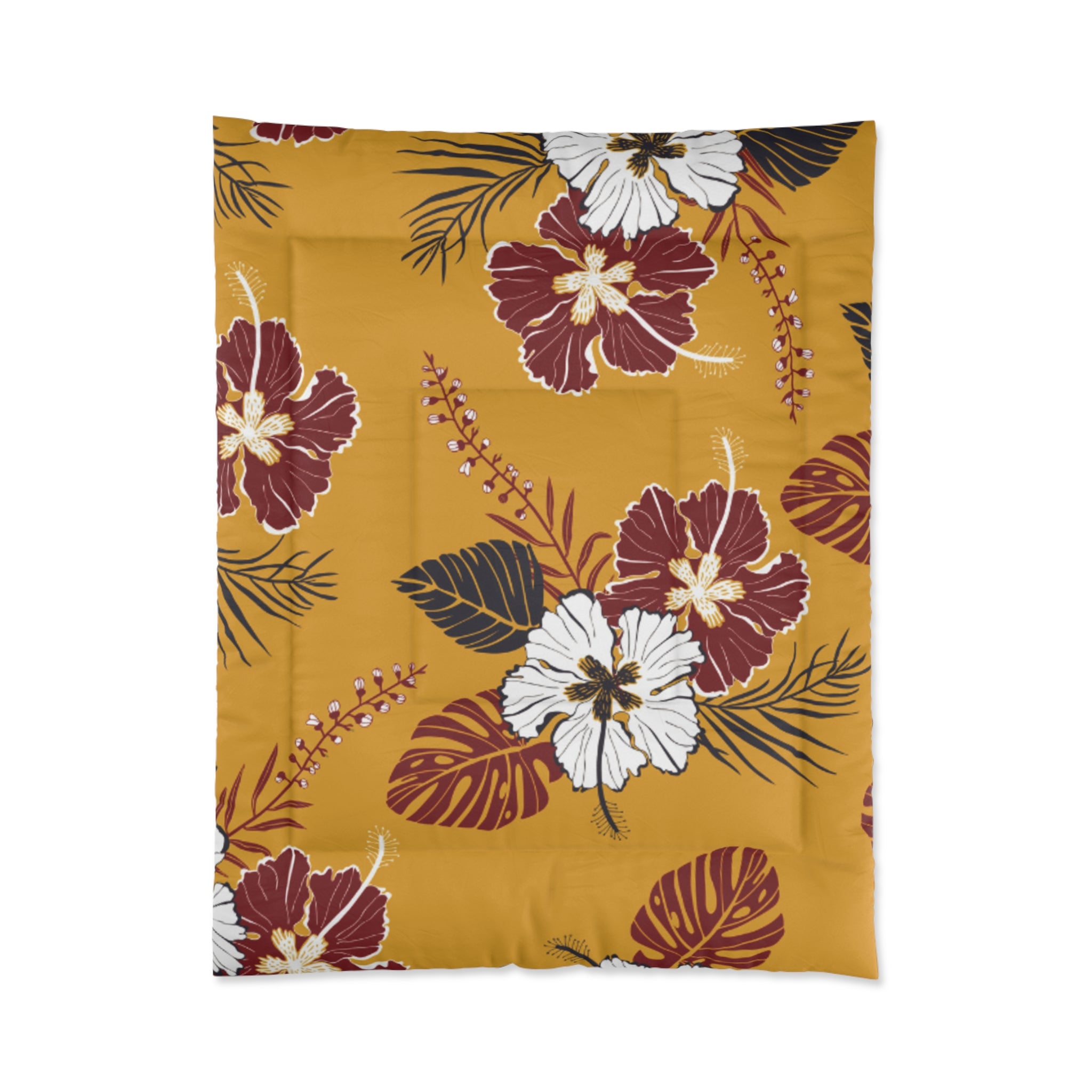 Tropical Floral Comforter, Cozy Bedspread for Summer Vibes, Home Decor, Gift for Bedroom Makeover, Floral Duvet Cover, Relaxing Space