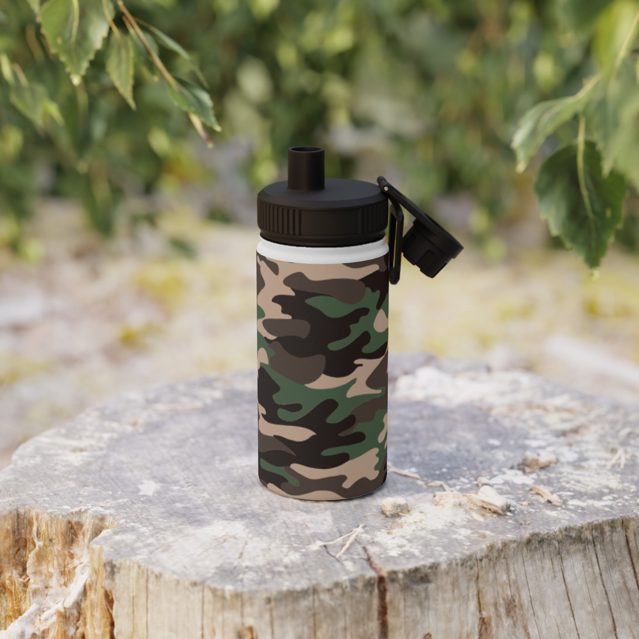 Camo Stainless Steel Water Bottle - Durable, Sporty Hydration, Travel Friendly, Outdoor Adventures, Fitness, Gifts